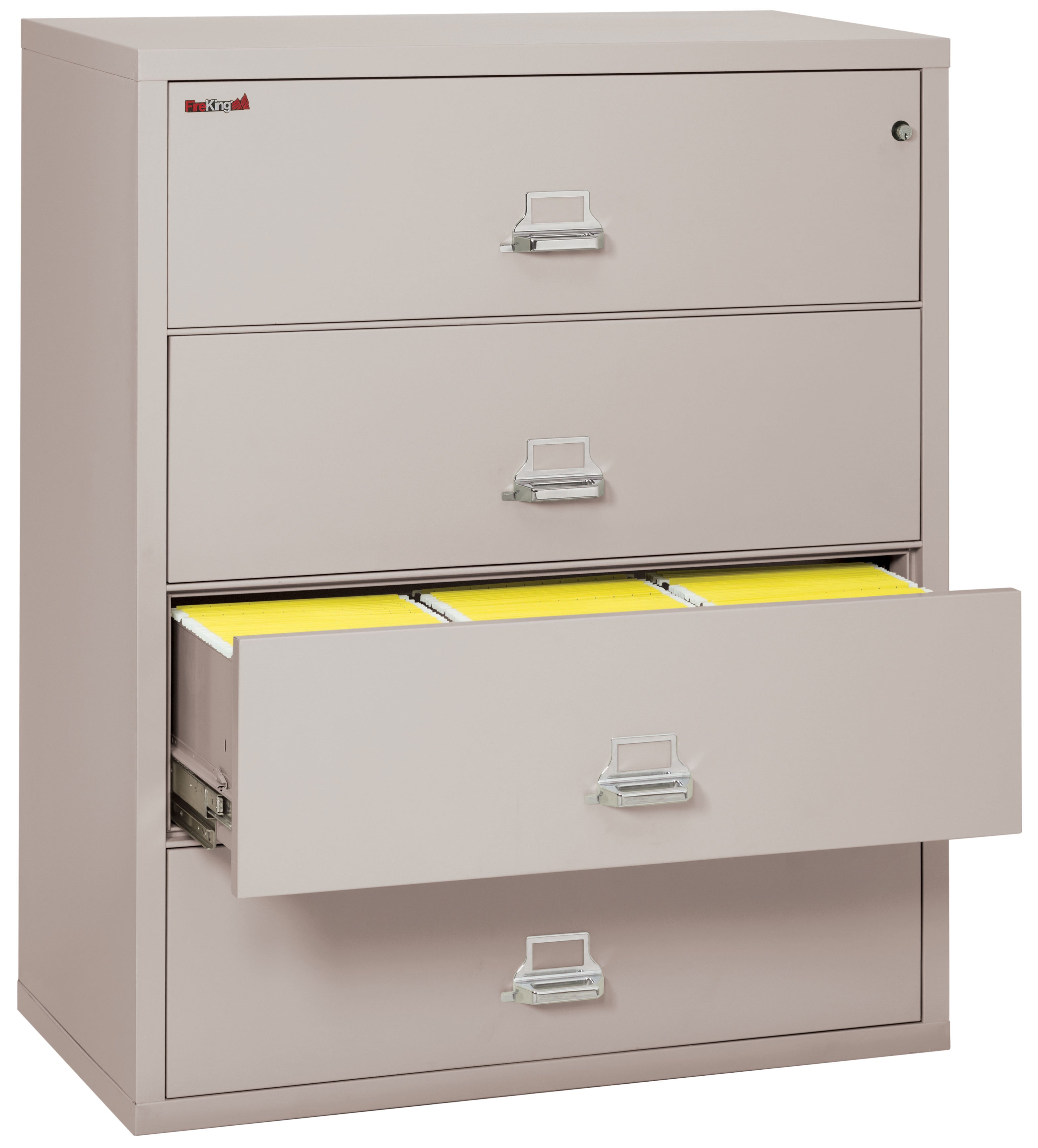 Fire Resistant File Cabinet - 4 Drawer Lateral 44" wide (Platinum)