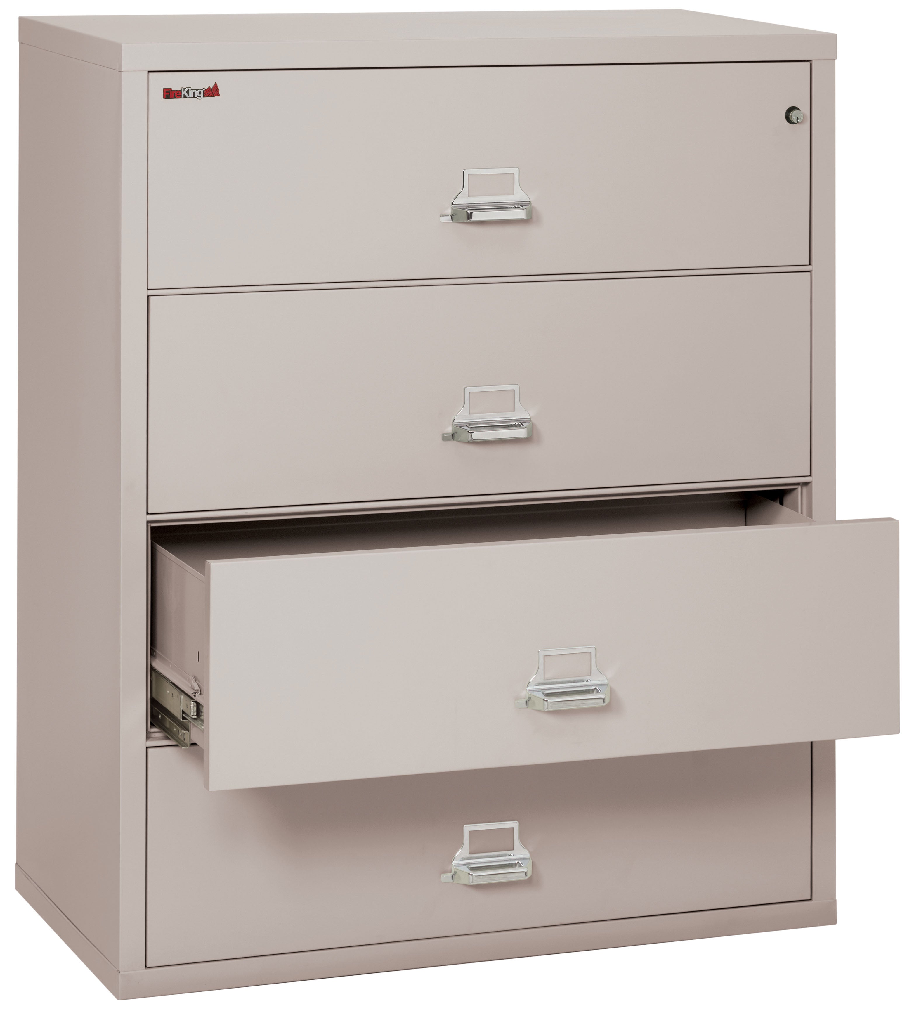 Fire Resistant File Cabinet - 4 Drawer Lateral 44" wide (Platinum)