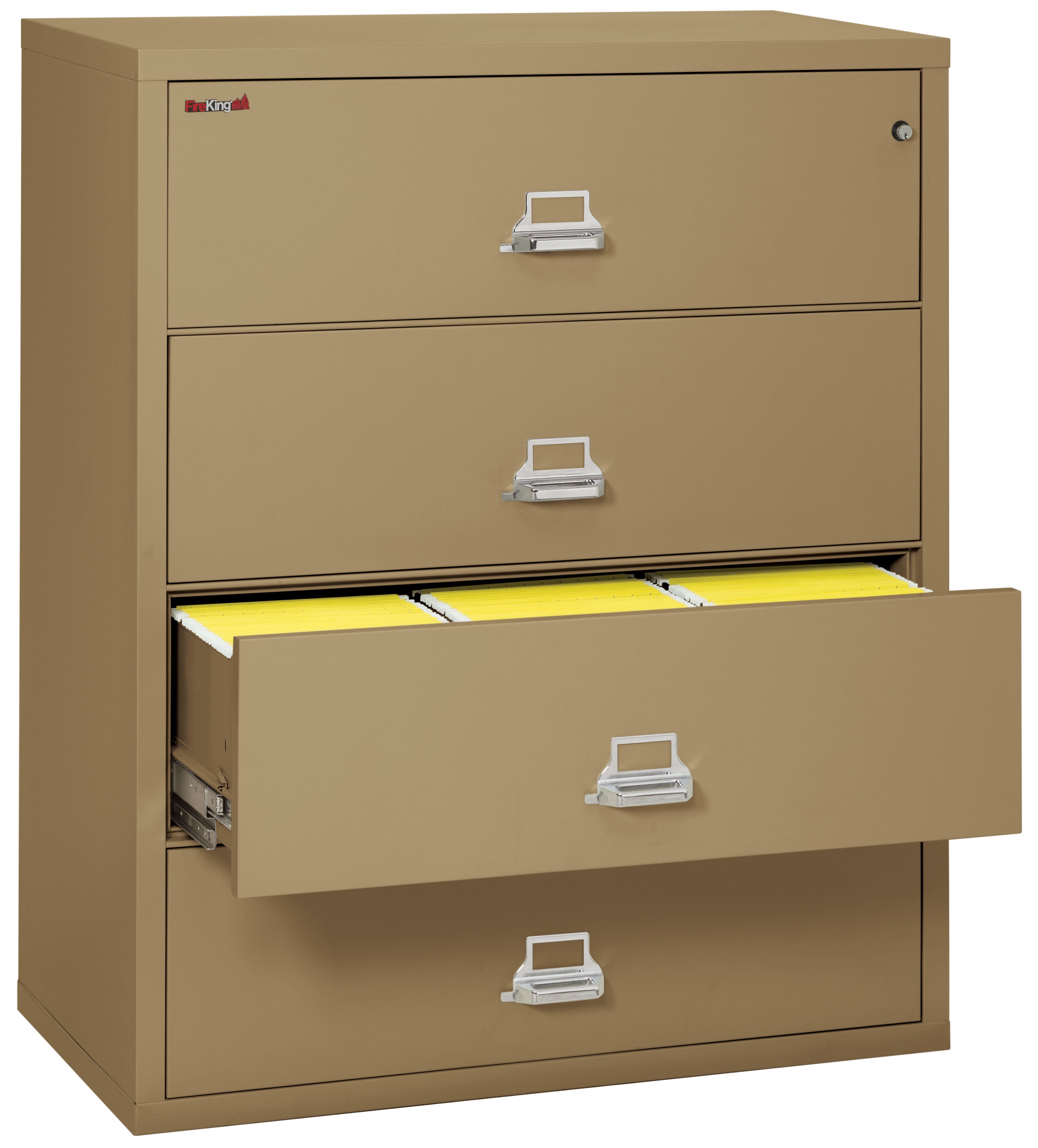 Fire Resistant File Cabinet - 4 Drawer Lateral 44" wide (Sand)
