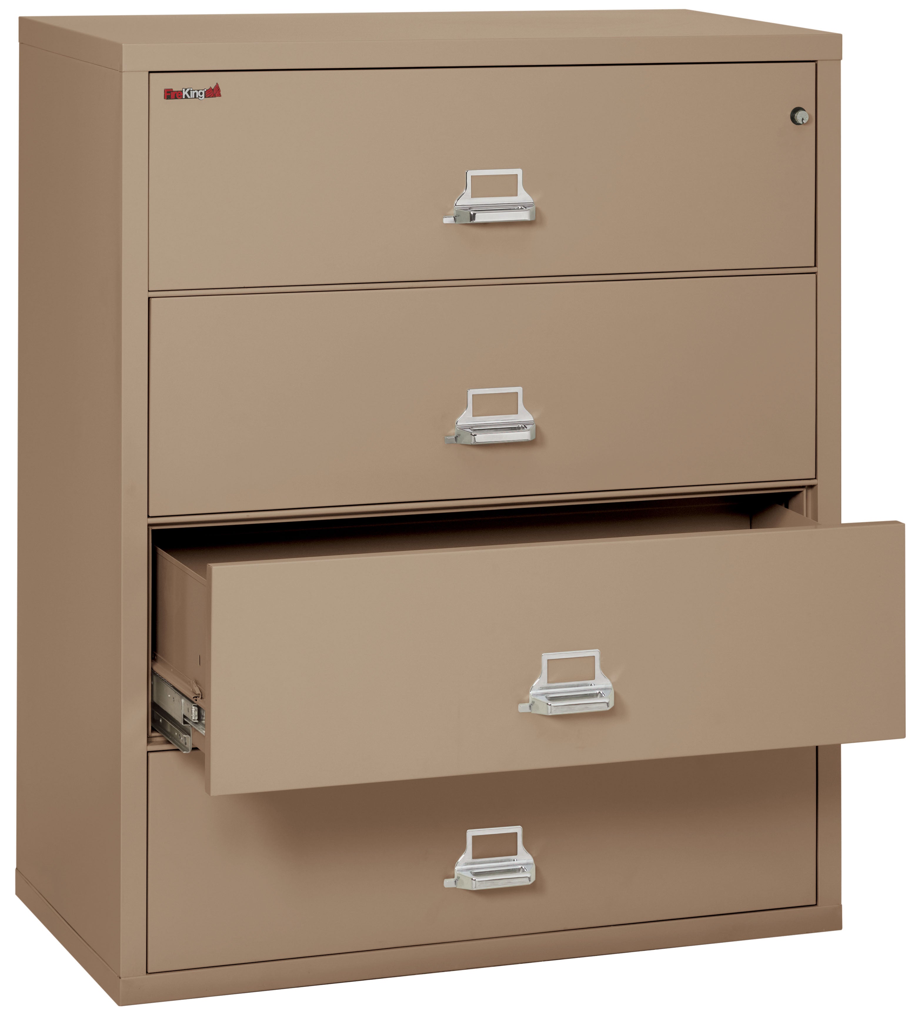 Fire Resistant File Cabinet - 4 Drawer Lateral 44" wide (Taupe)
