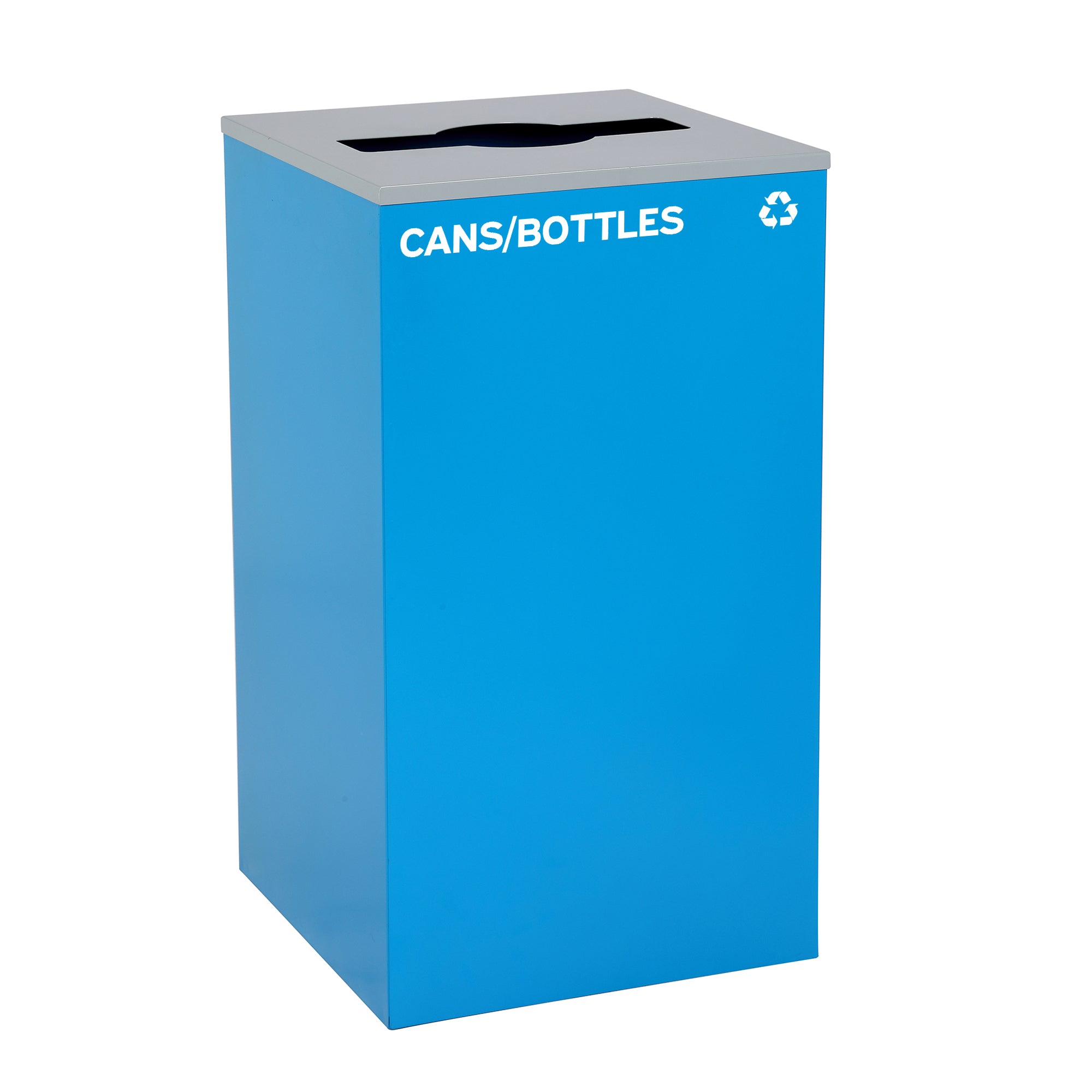 Alpine Industries 87 Gal. 3-Stream Steel Blue Cans & Bottles, Green Compost, and Black Commercial Trash Can Station