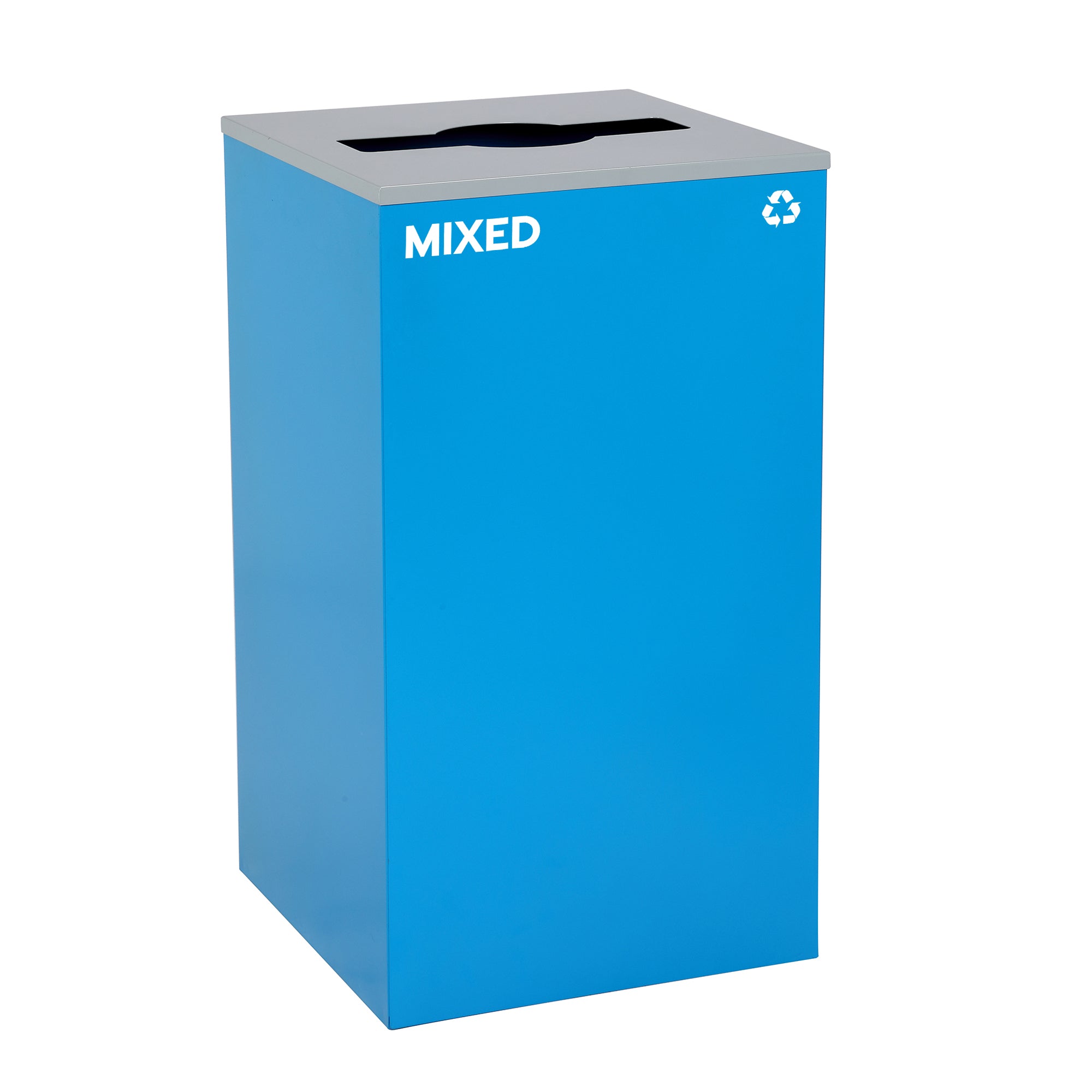 Alpine Industries 58-Gallon 2-Stream Black Steel-Blue Recycling Bin Station