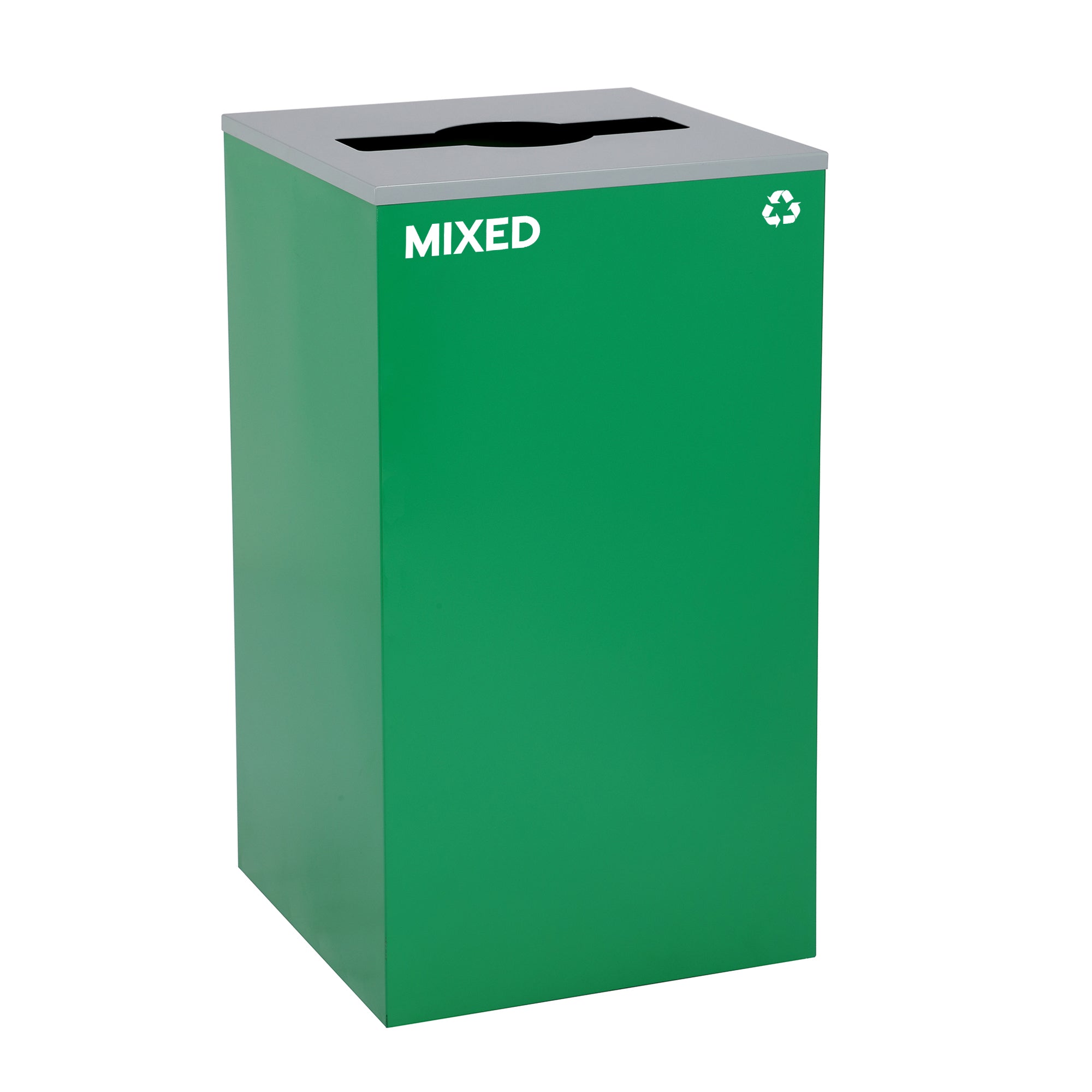 Alpine Industries 87 Gal. 3-Stream Steel Blue Mixed, Green Recycling, and Black Commercial Trash Can Station