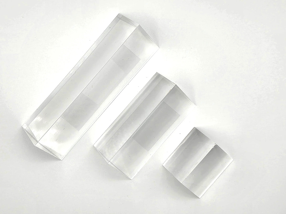 Prism, Acrylic, Various Lengths, Set of 3 (25mm x 25mm, 25mm x 50mm, & 25mm x 75mm)