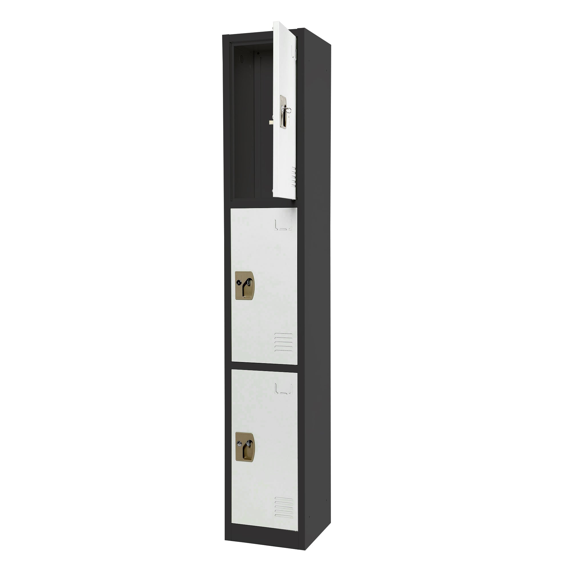 Large 3 Door Locker – Black Body With White Doors 4-Pack