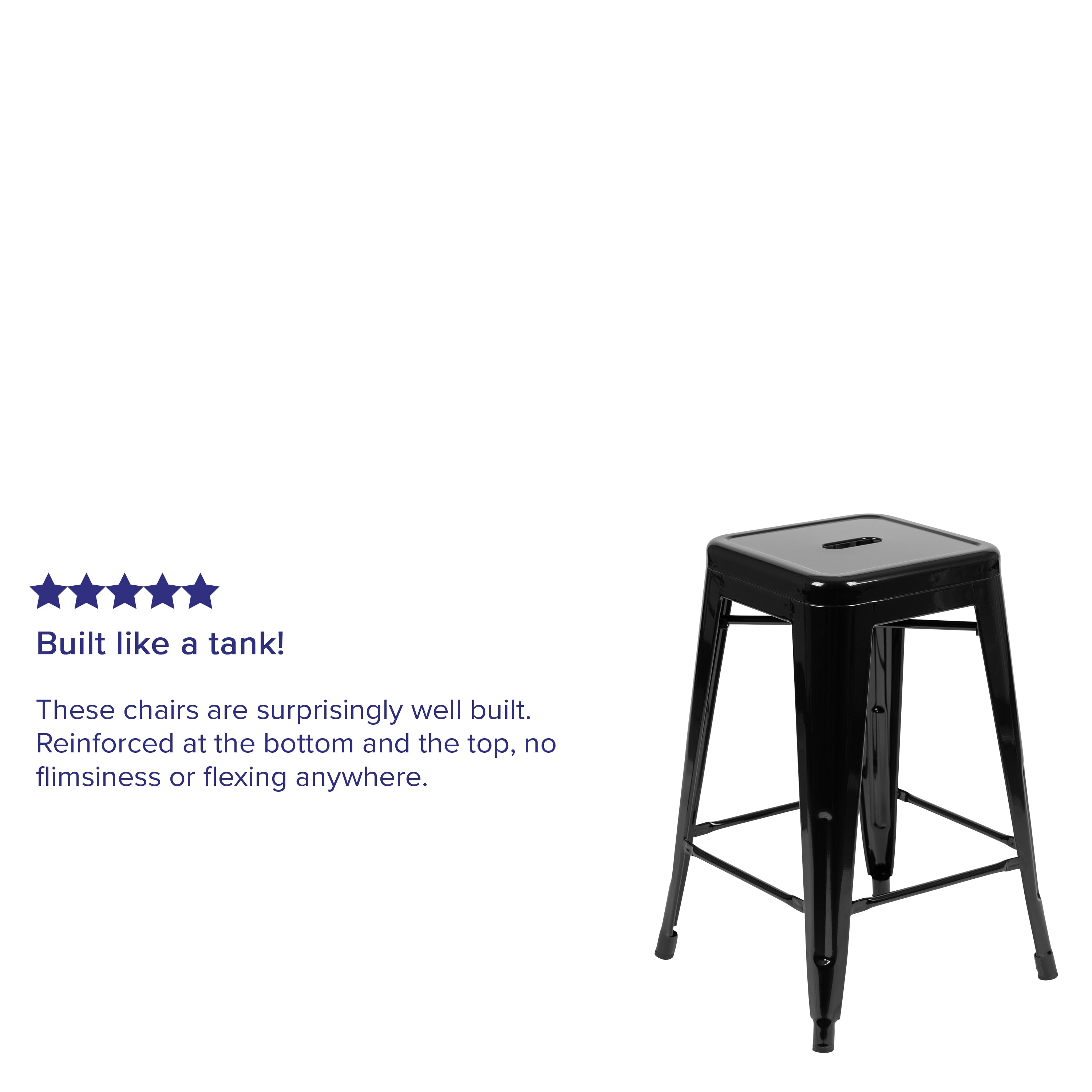 Cierra 24" High Metal Counter-Height, Indoor Bar Stool in Black - Stackable Set of 4