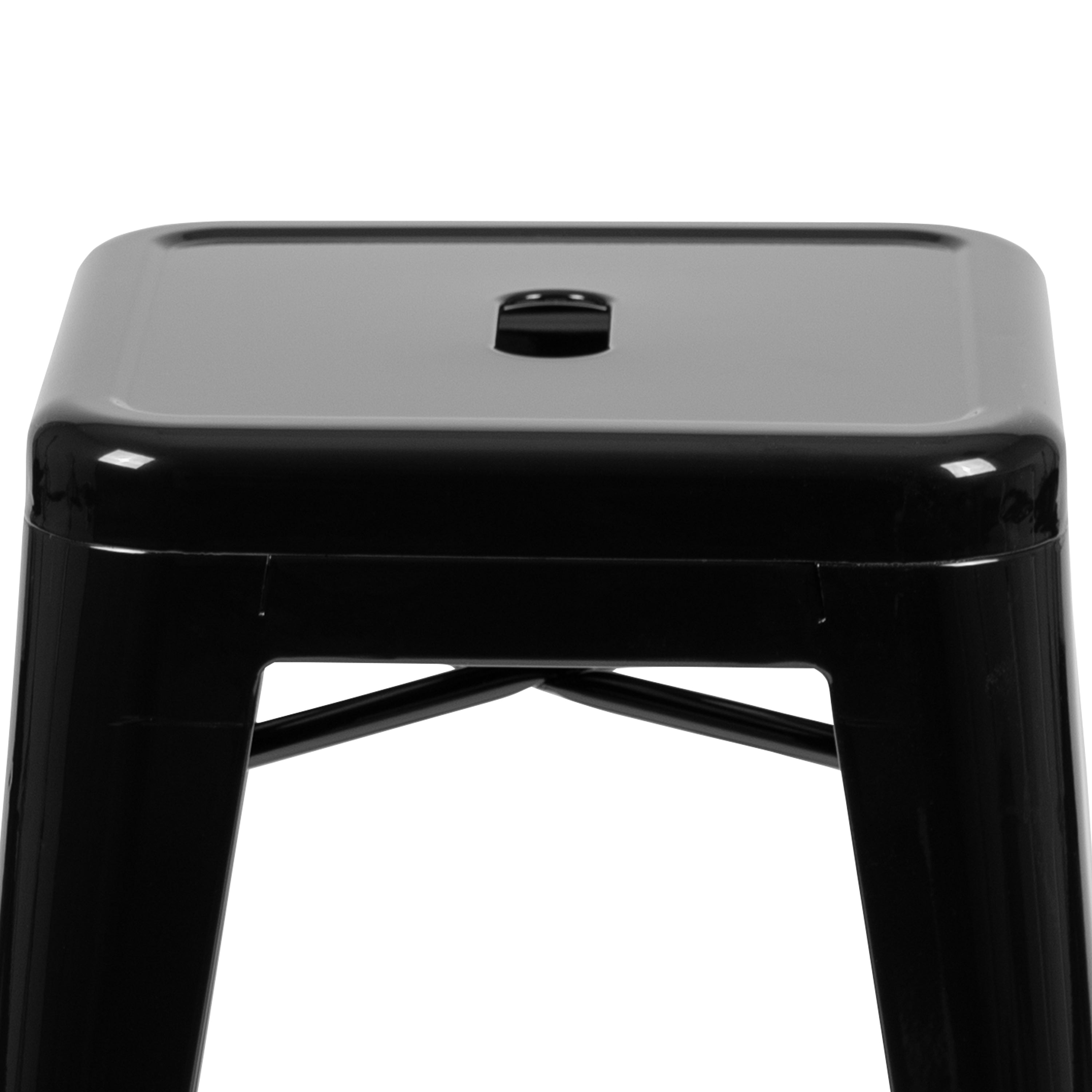 Cierra 24" High Metal Counter-Height, Indoor Bar Stool in Black - Stackable Set of 4