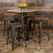 Cierra 24" High Metal Counter-Height, Indoor Bar Stool in Gun Metal Gray - Stackable Set of 4