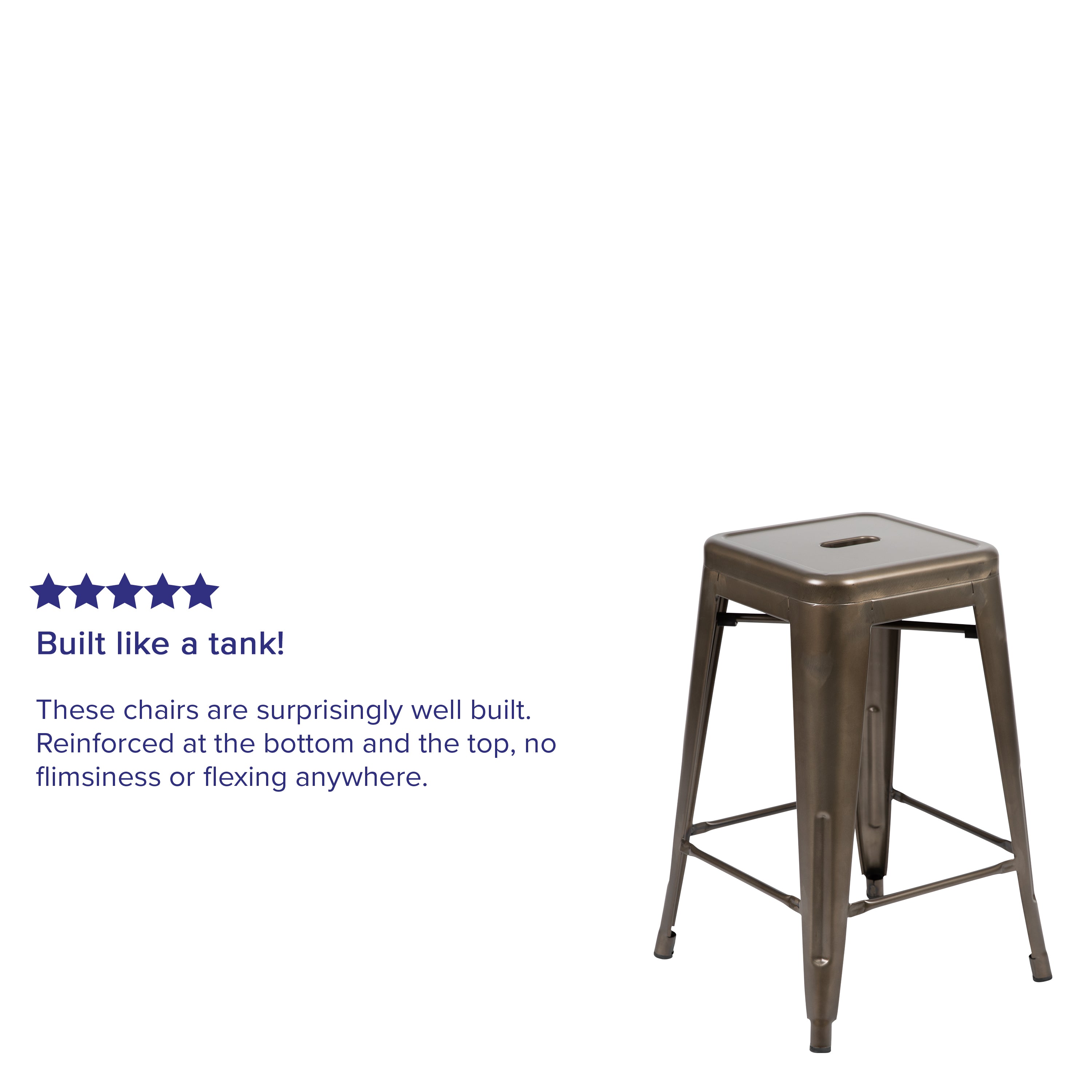 Cierra 24" High Metal Counter-Height, Indoor Bar Stool in Gun Metal Gray - Stackable Set of 4