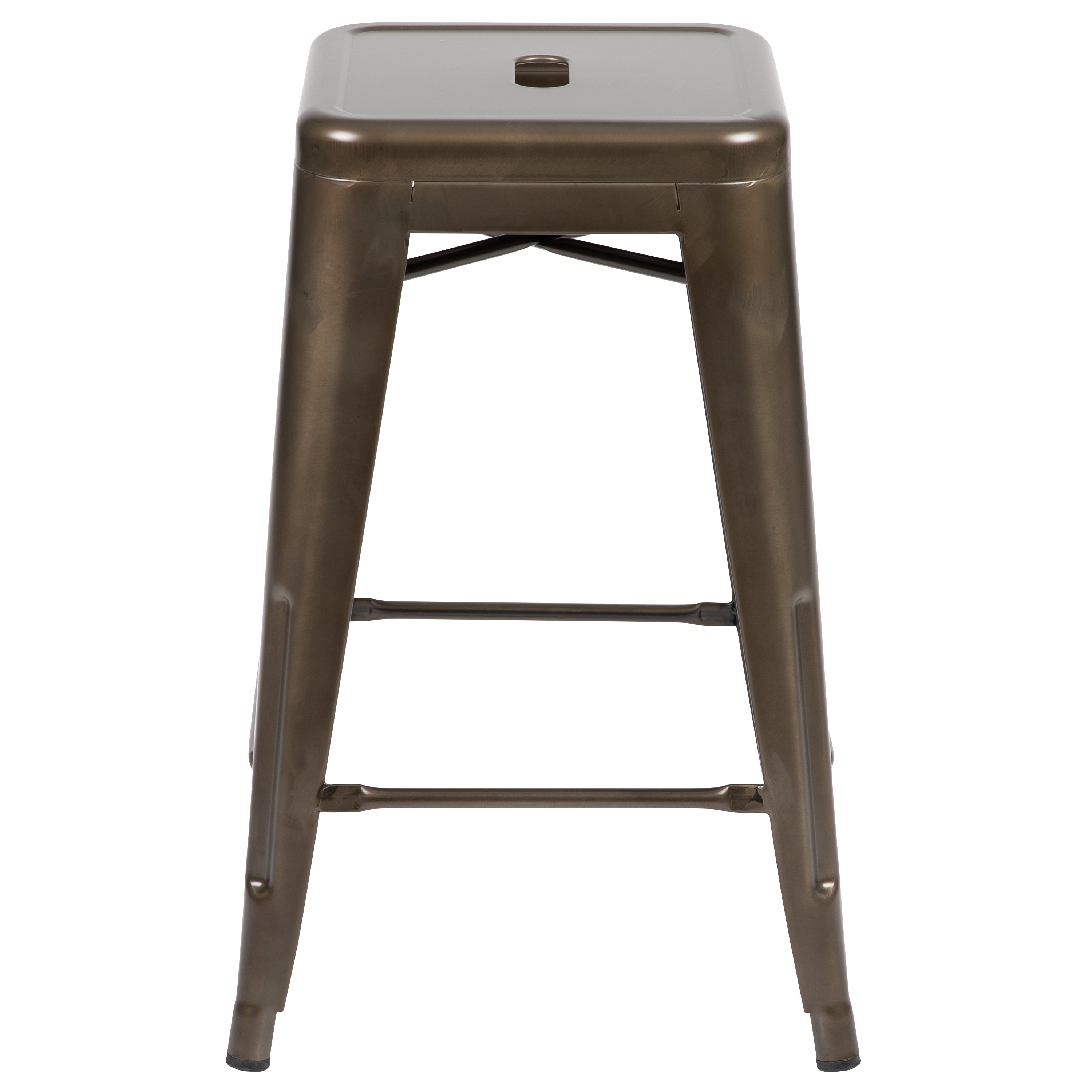Cierra 24" High Metal Counter-Height, Indoor Bar Stool in Gun Metal Gray - Stackable Set of 4
