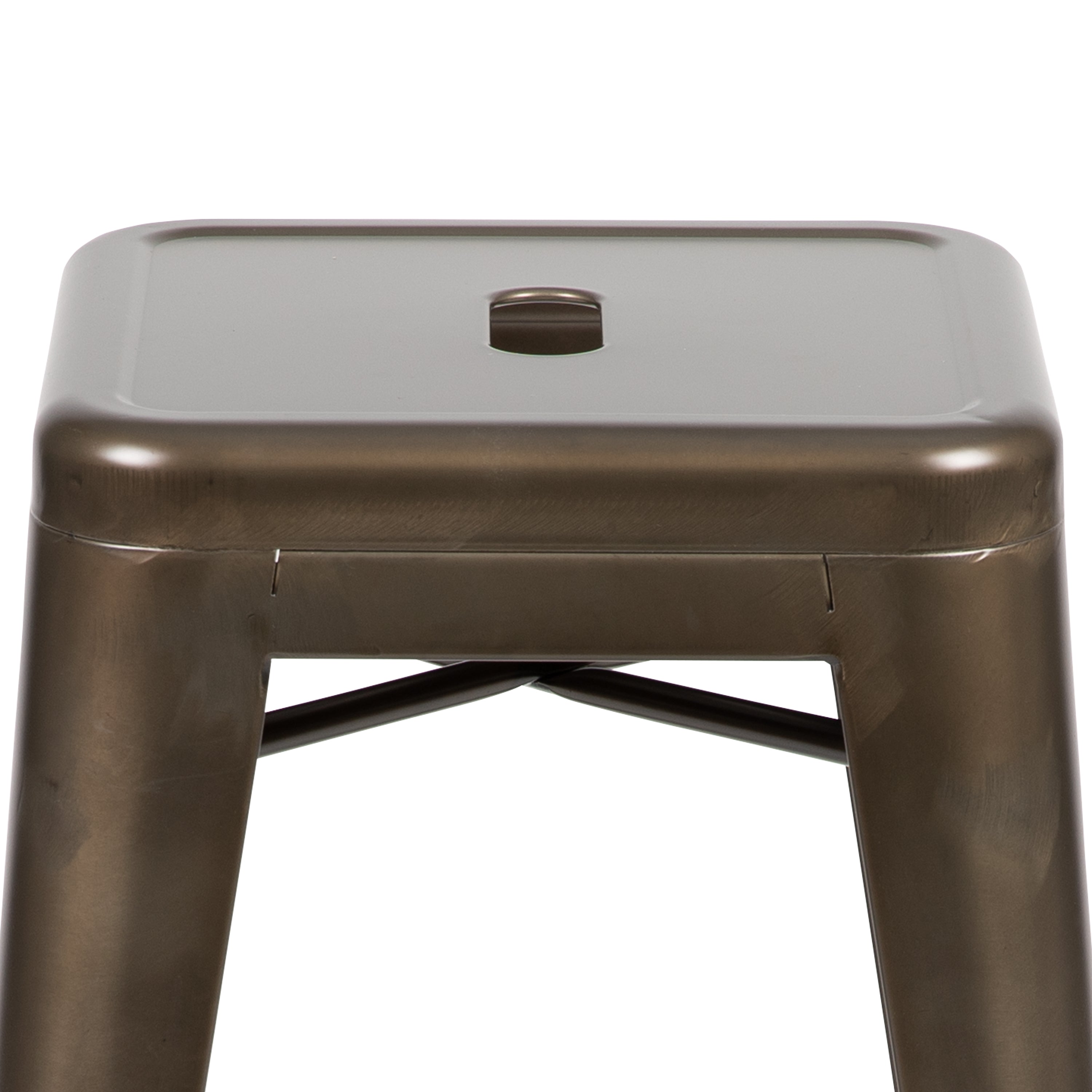 Cierra 24" High Metal Counter-Height, Indoor Bar Stool in Gun Metal Gray - Stackable Set of 4