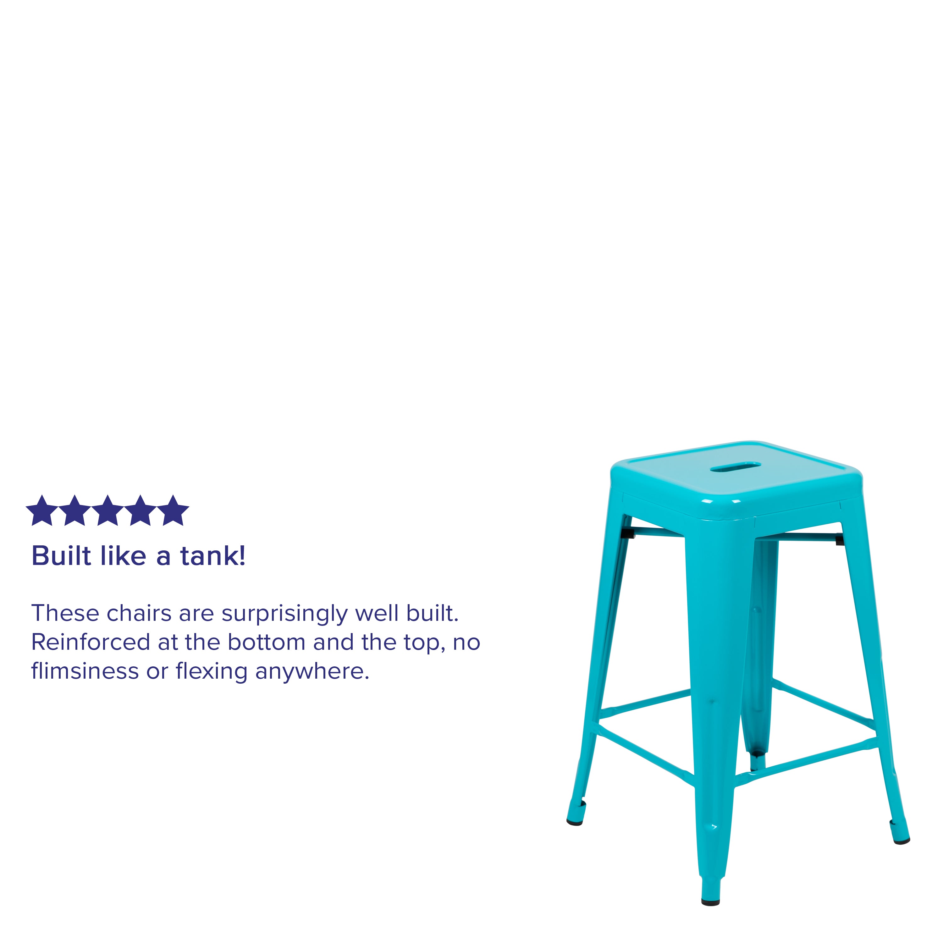 Cierra 24" High Metal Counter-Height, Indoor Bar Stool in Teal - Stackable Set of 4