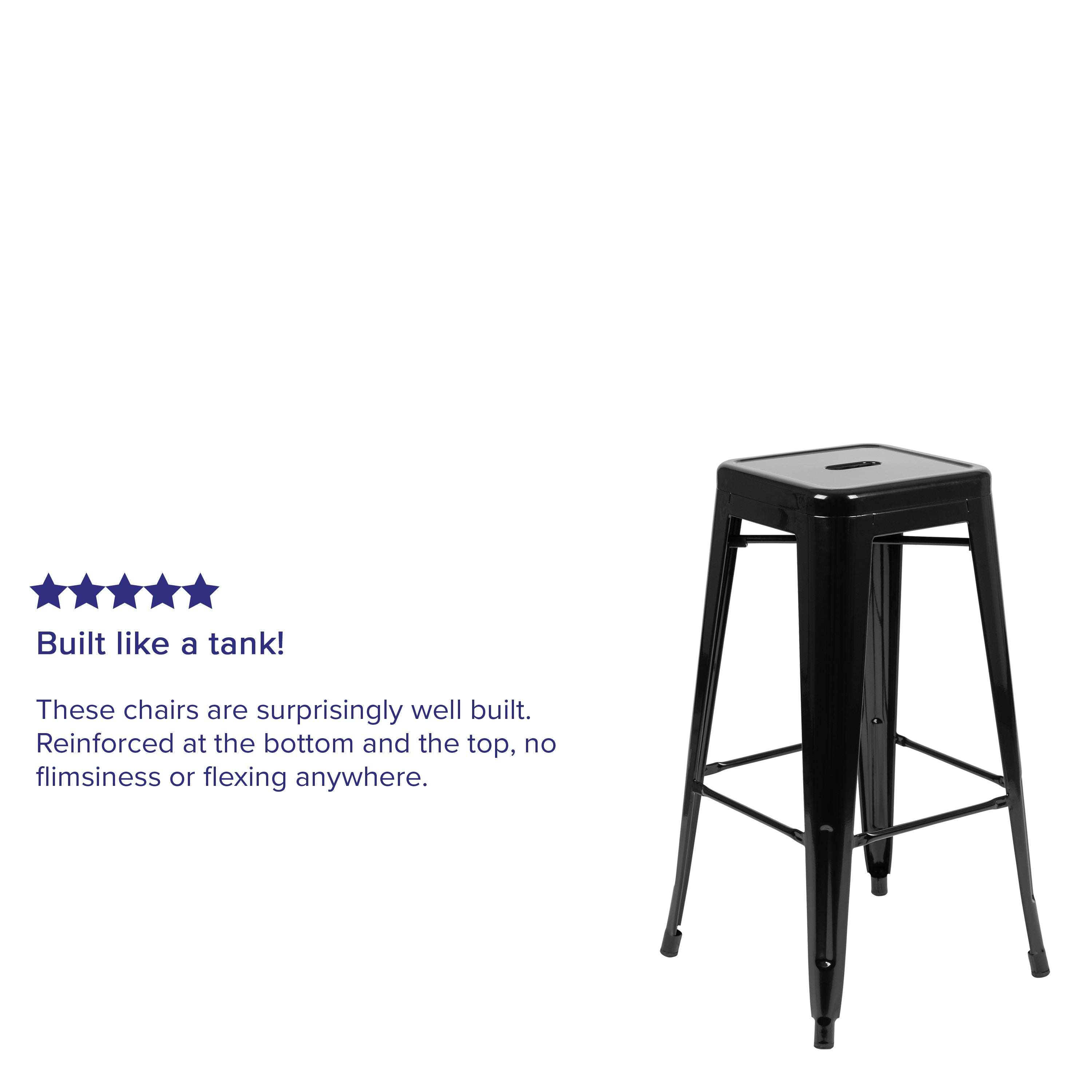 Cierra 30" High Metal Indoor Bar Stool in Black - Stackable Set of 4