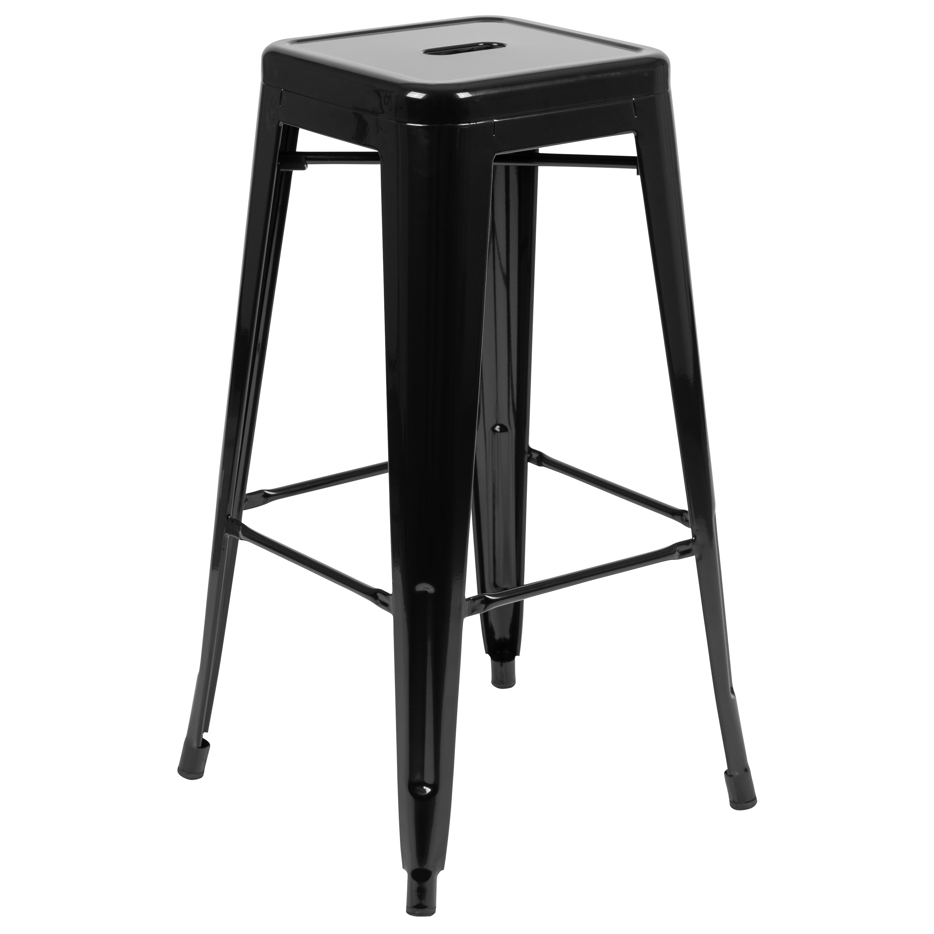 Cierra 30" High Metal Indoor Bar Stool in Black - Stackable Set of 4