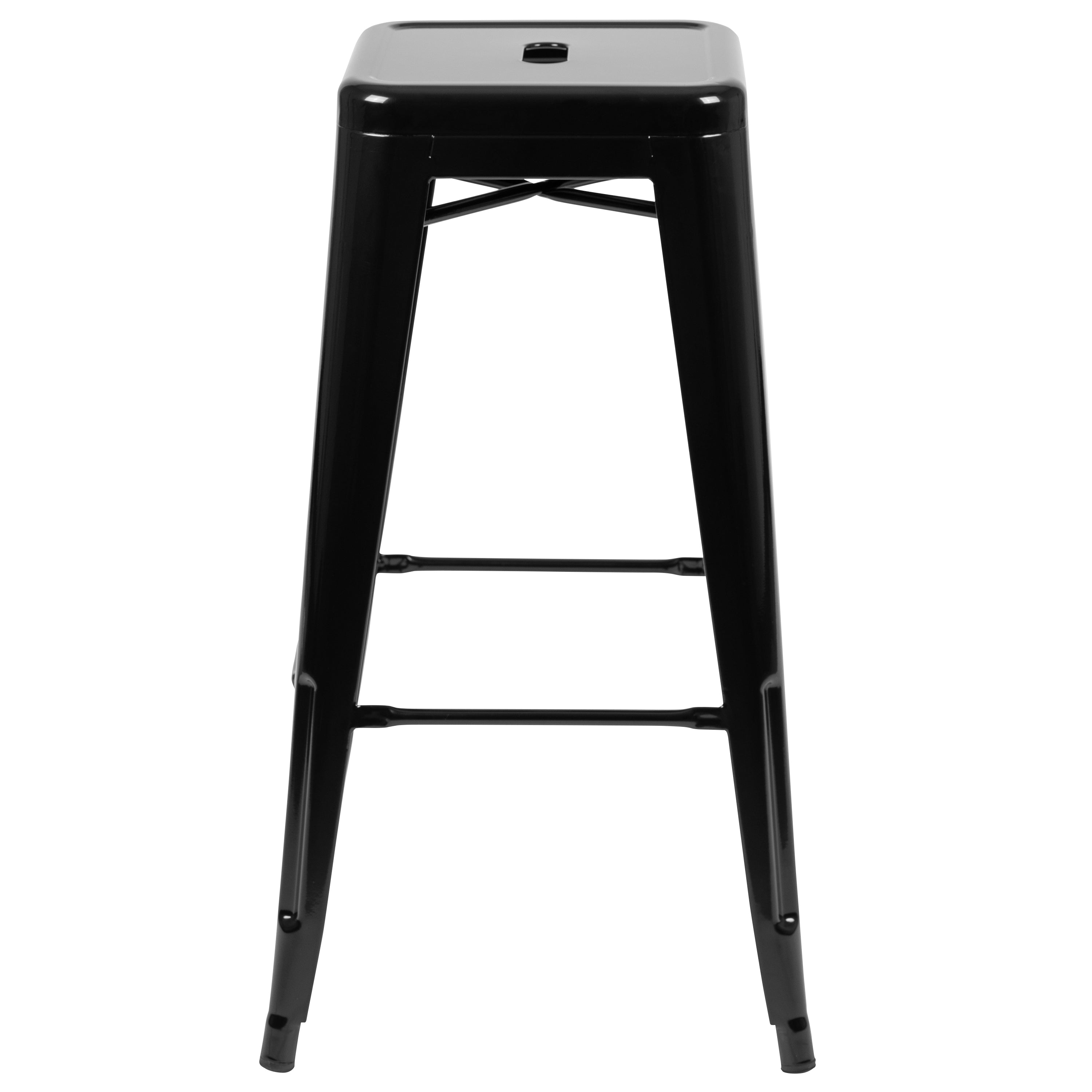 Cierra 30" High Metal Indoor Bar Stool in Black - Stackable Set of 4