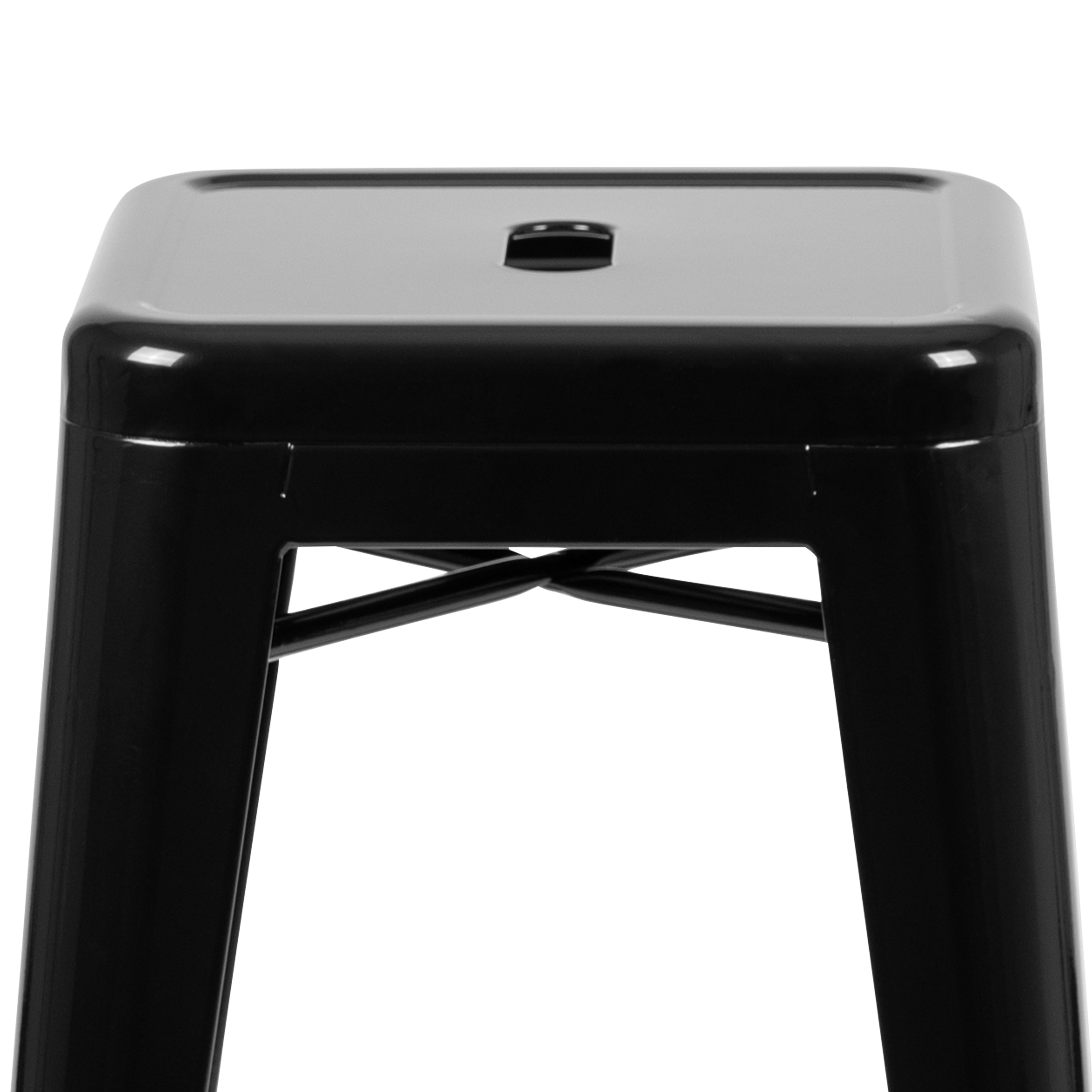 Cierra 30" High Metal Indoor Bar Stool in Black - Stackable Set of 4