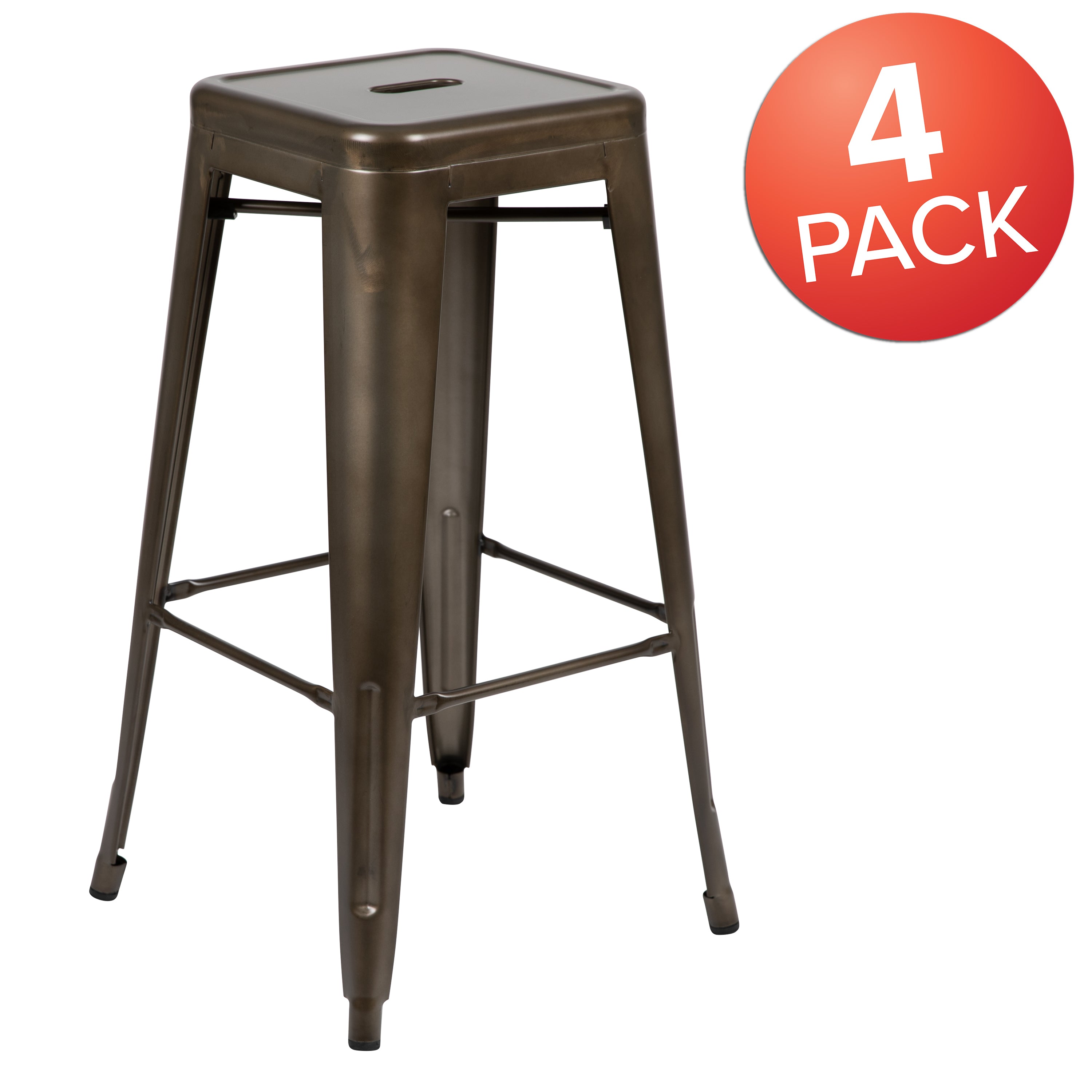 Cierra 30" High Metal Indoor Bar Stool in Gun Metal Gray - Stackable Set of 4