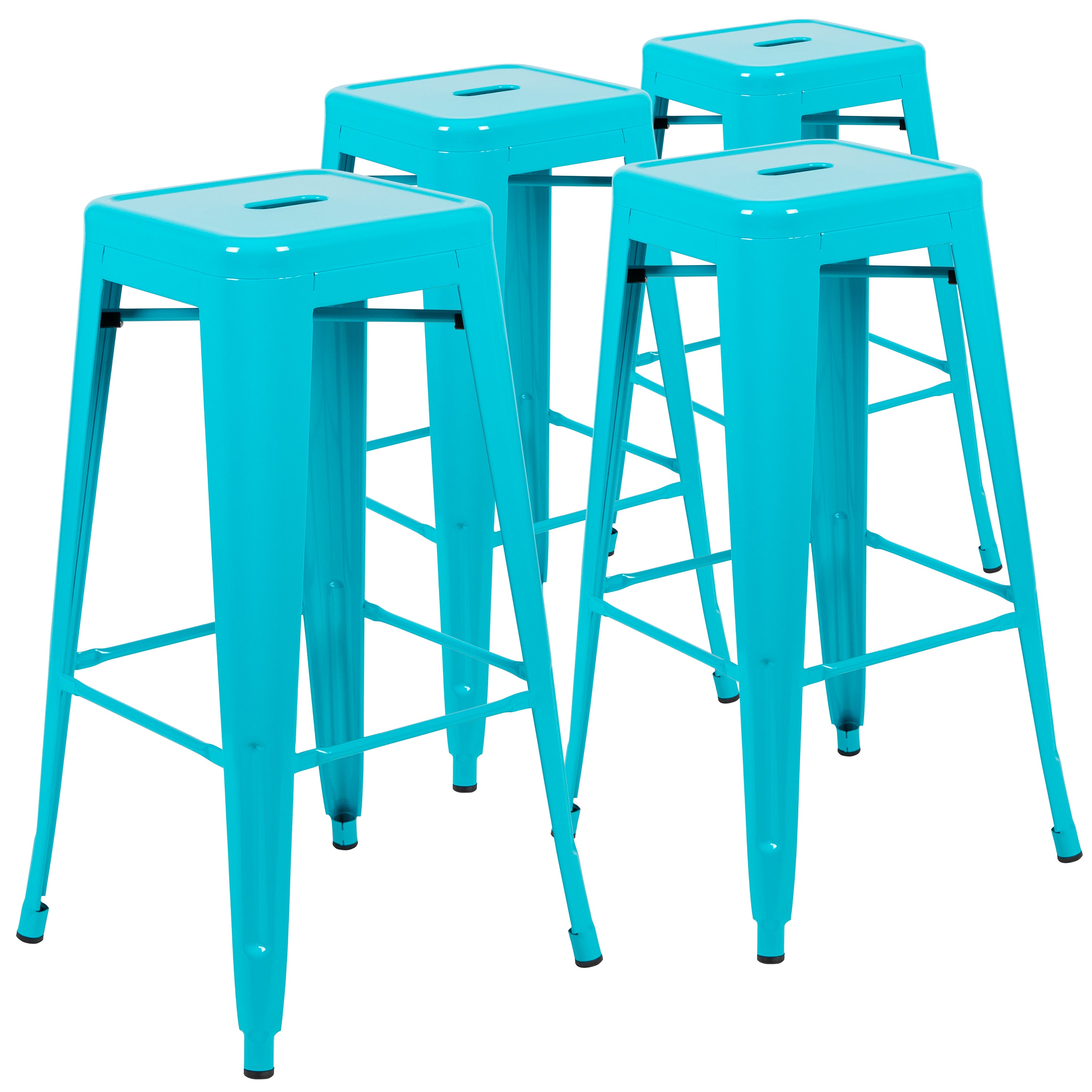Cierra 30" High Metal Indoor Bar Stool in Teal - Stackable Set of 4