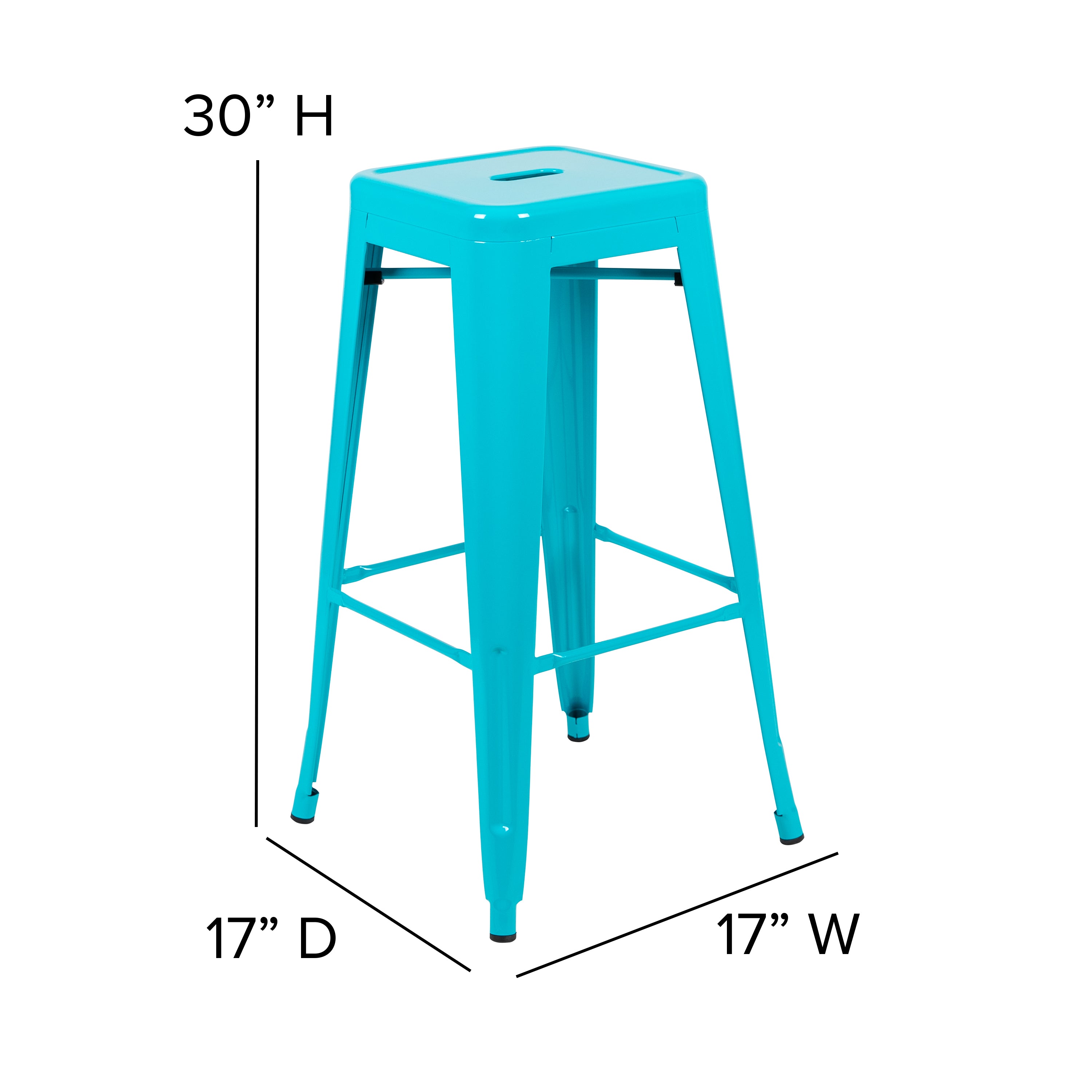 Cierra 30" High Metal Indoor Bar Stool in Teal - Stackable Set of 4
