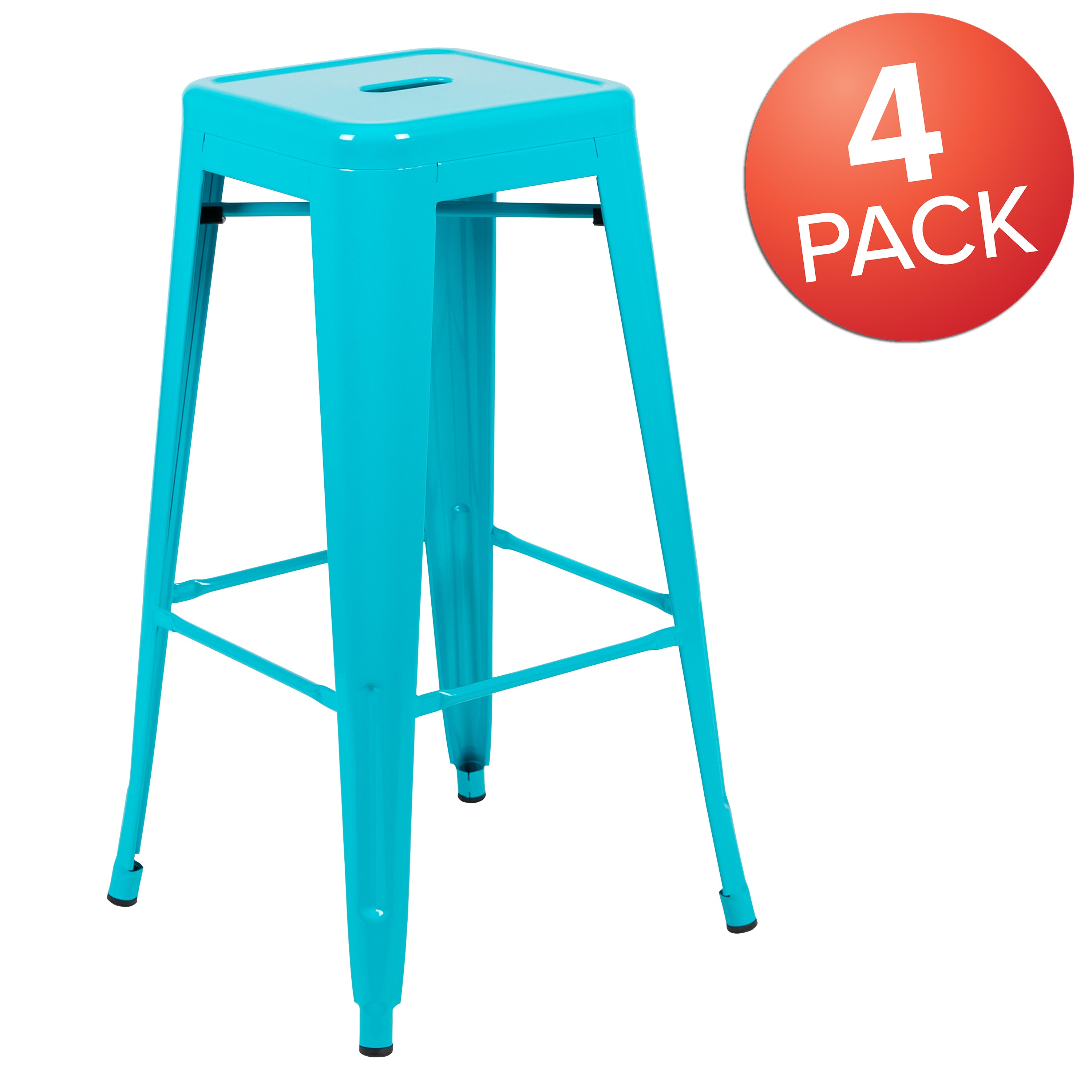 Cierra 30" High Metal Indoor Bar Stool in Teal - Stackable Set of 4