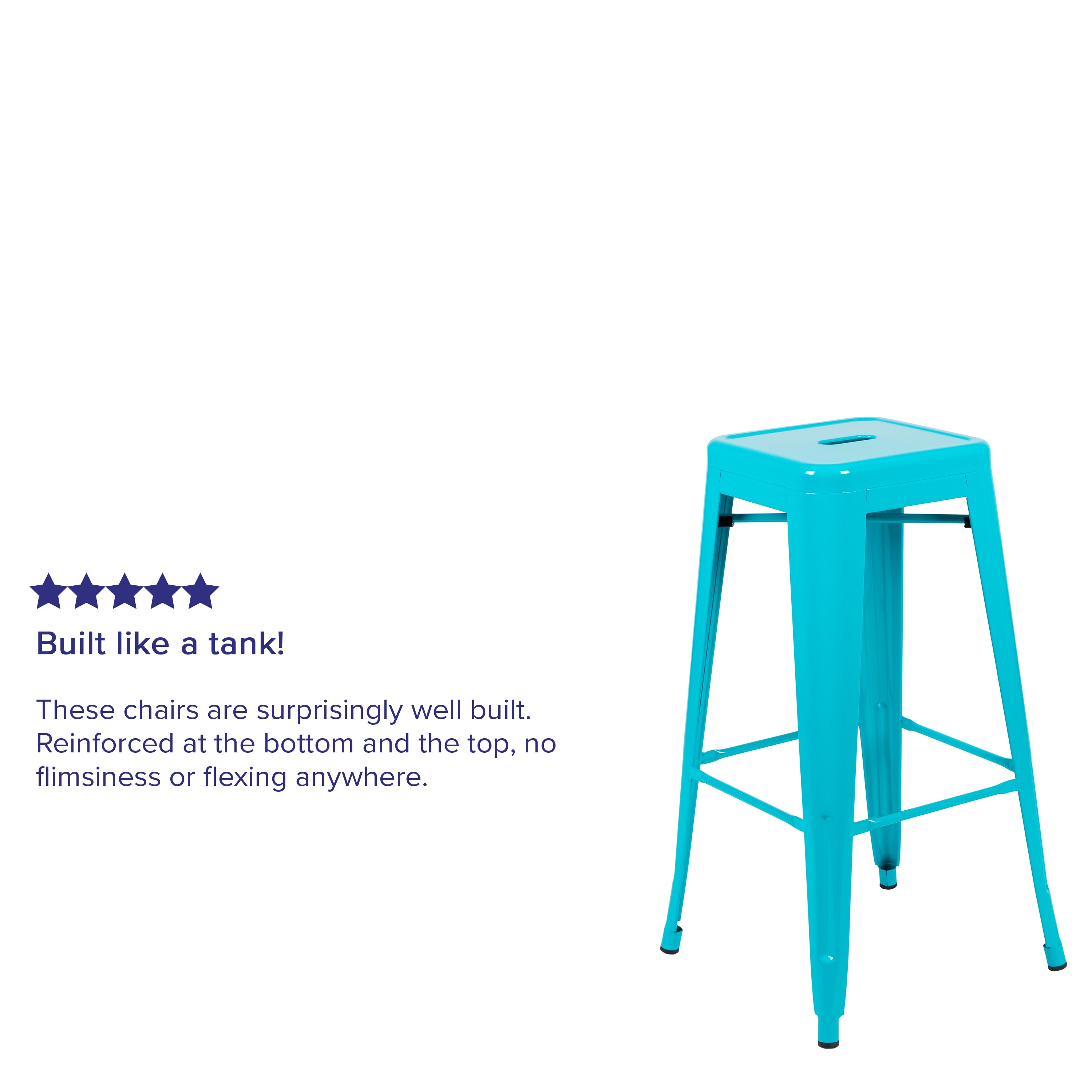 Cierra 30" High Metal Indoor Bar Stool in Teal - Stackable Set of 4