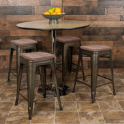 Cierra 24" High Metal Counter-Height, Indoor Bar Stool with Wood Seat in Gun Metal Gray - Stackable Set of 4