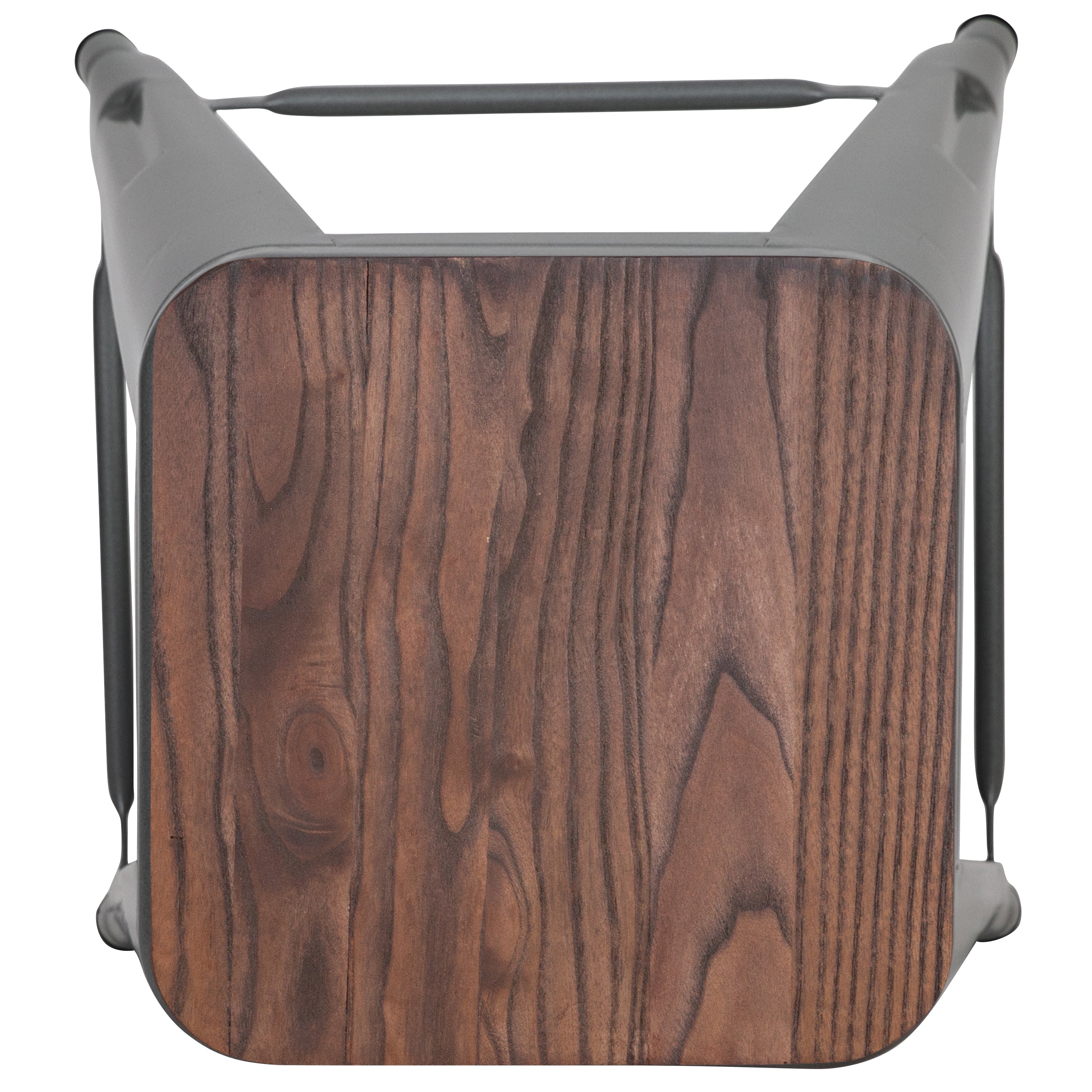 Cierra 24" High Metal Counter-Height, Indoor Bar Stool with Wood Seat in Silver - Stackable Set of 4