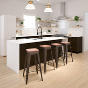 Cierra 30" High Metal Indoor Bar Stool with Wood Seat in Gun Metal Gray - Stackable Set of 4