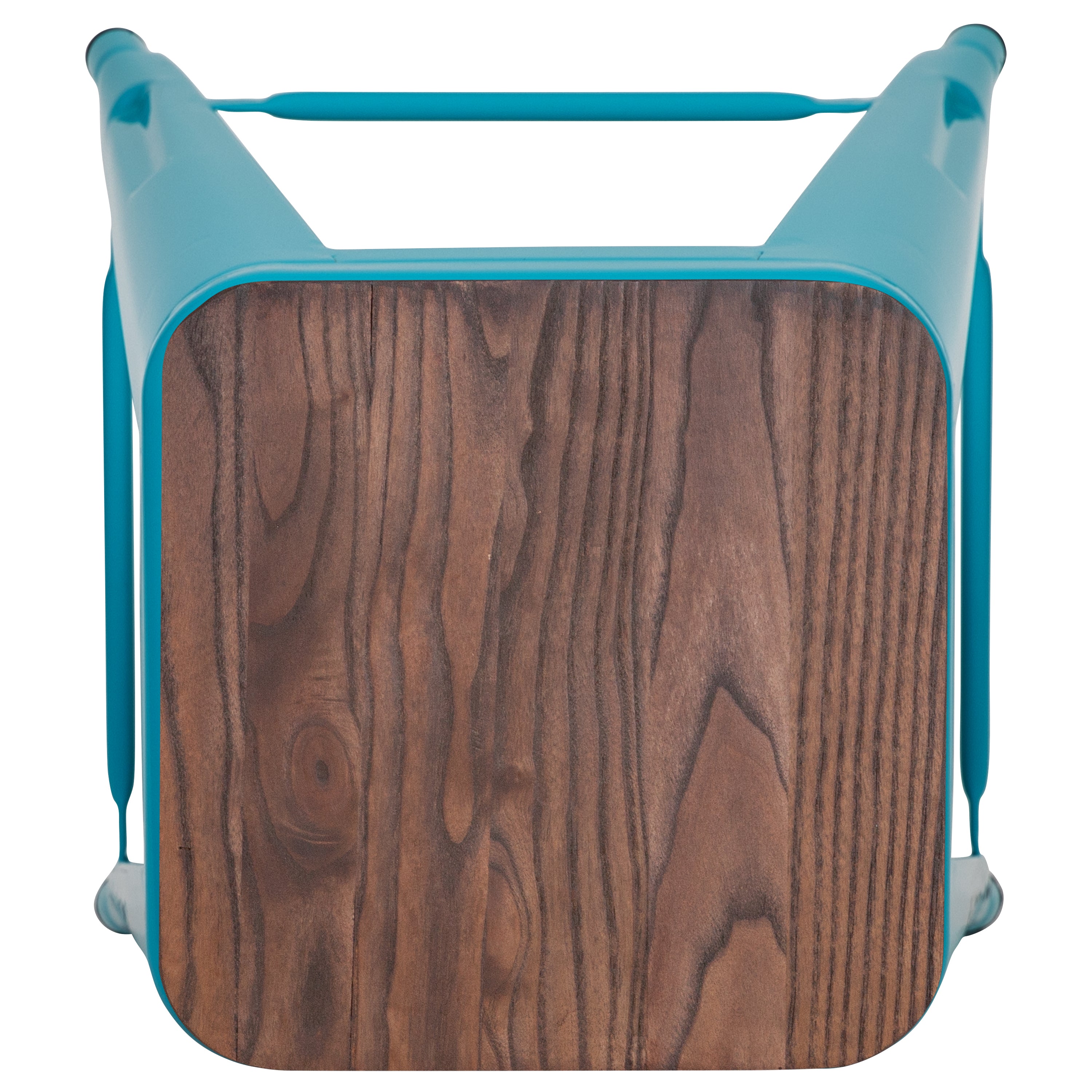Cierra 30" High Metal Indoor Bar Stool with Wood Seat in Teal - Stackable Set of 4