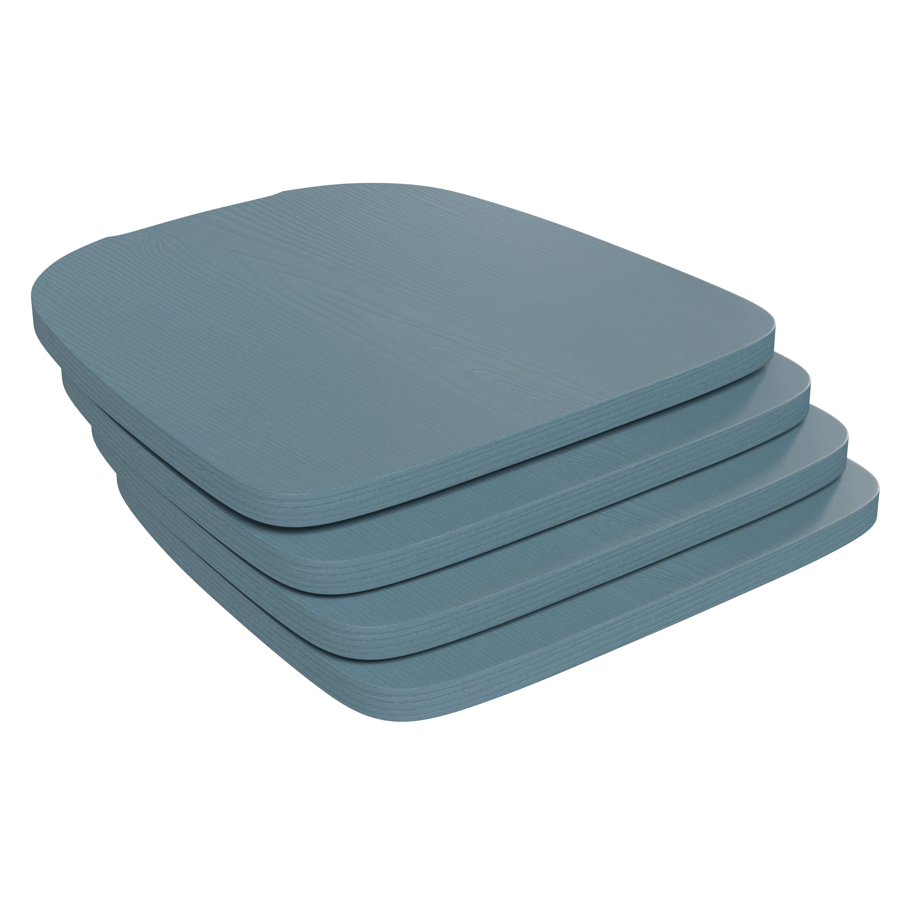 Perry Set of 4 Poly Resin Wood Seat with Rounded Edges for Colorful Metal Chairs and Stools in Teal-Blue