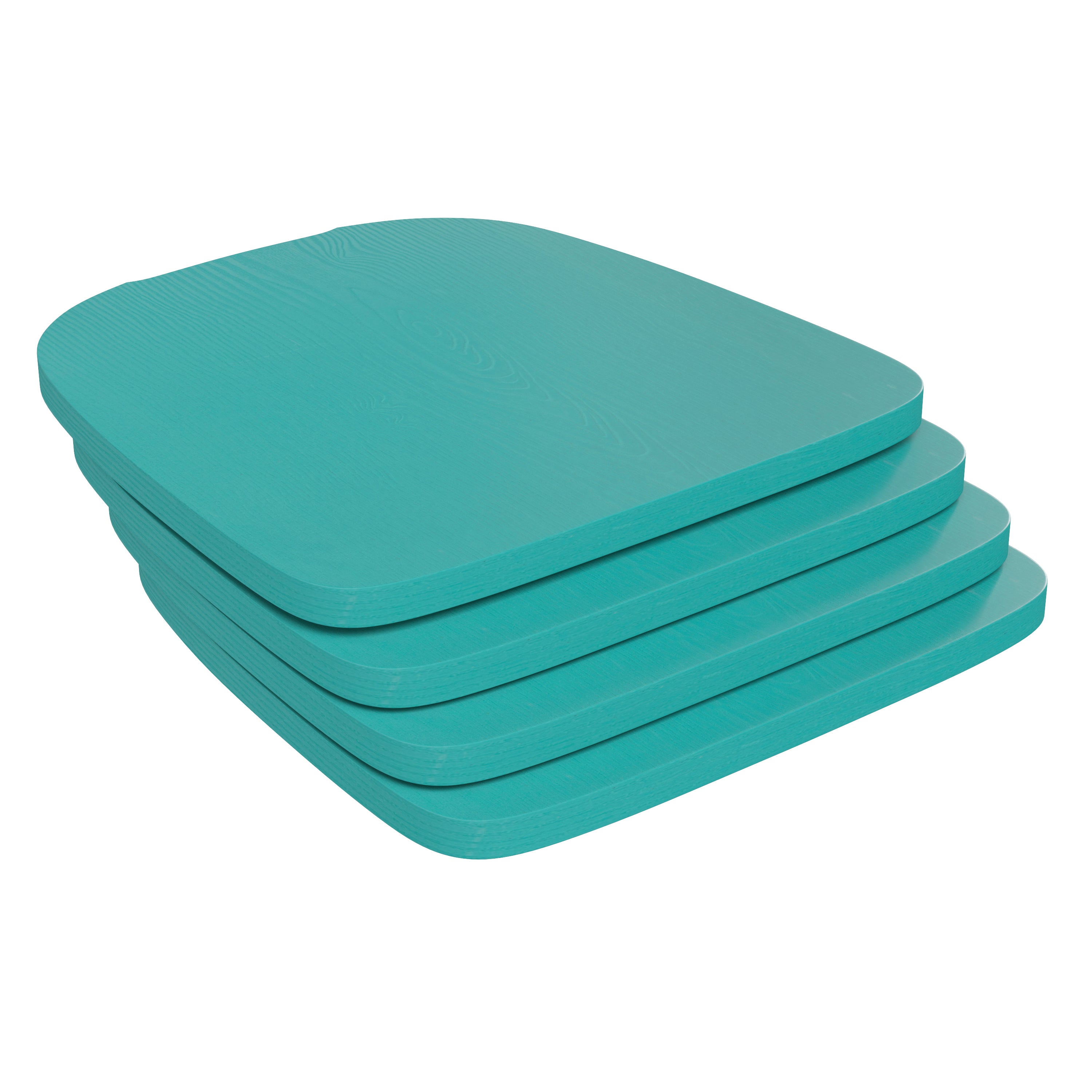 Perry Set of 4 Poly Resin Wood Seat with Rounded Edges for Colorful Metal Chairs and Stools in Mint