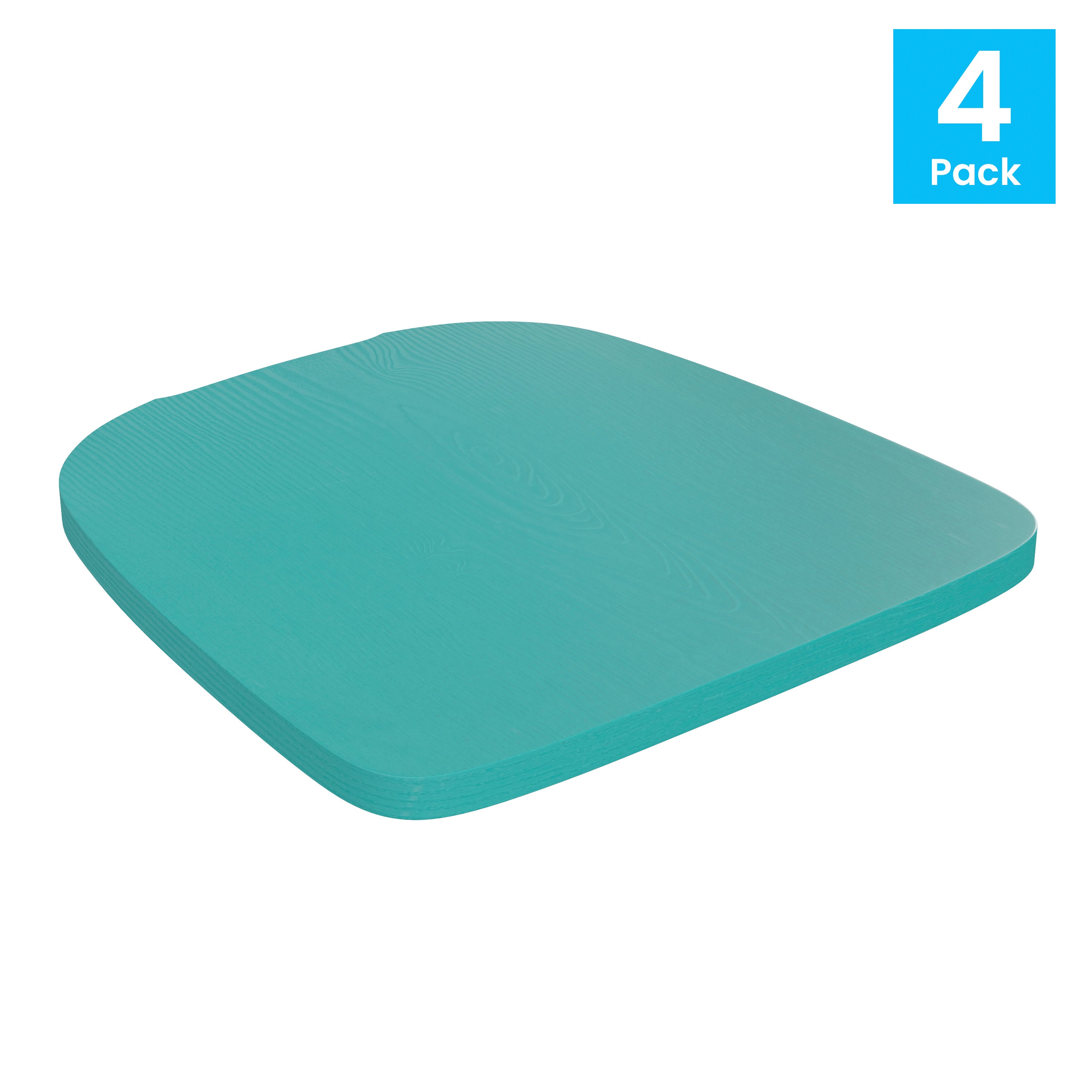 Perry Set of 4 Poly Resin Wood Seat with Rounded Edges for Colorful Metal Chairs and Stools in Mint