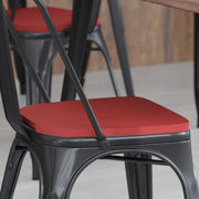 Perry Set of 4 Poly Resin Wood Seat with Rounded Edges for Colorful Metal Chairs and Stools in Red