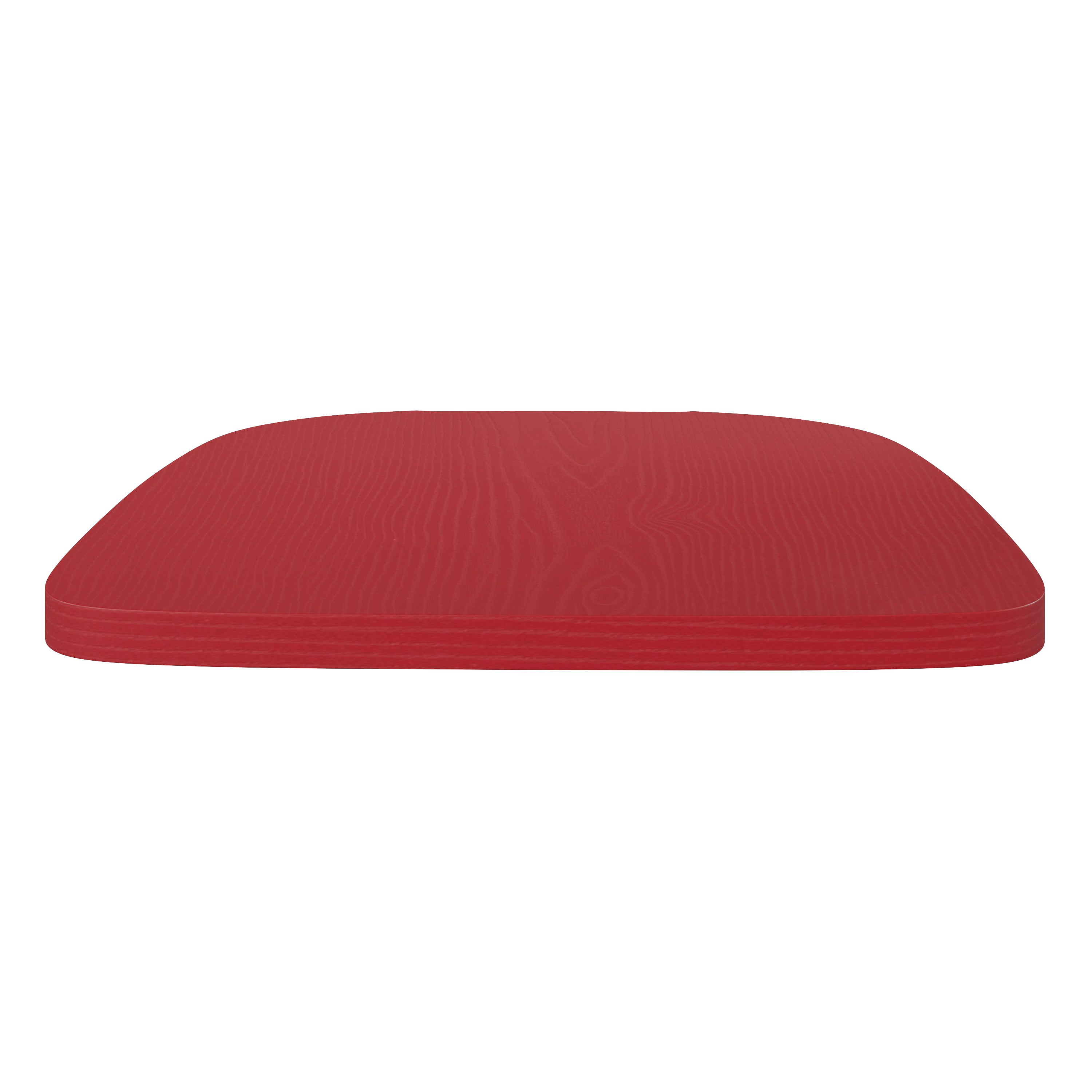 Perry Set of 4 Poly Resin Wood Seat with Rounded Edges for Colorful Metal Chairs and Stools in Red