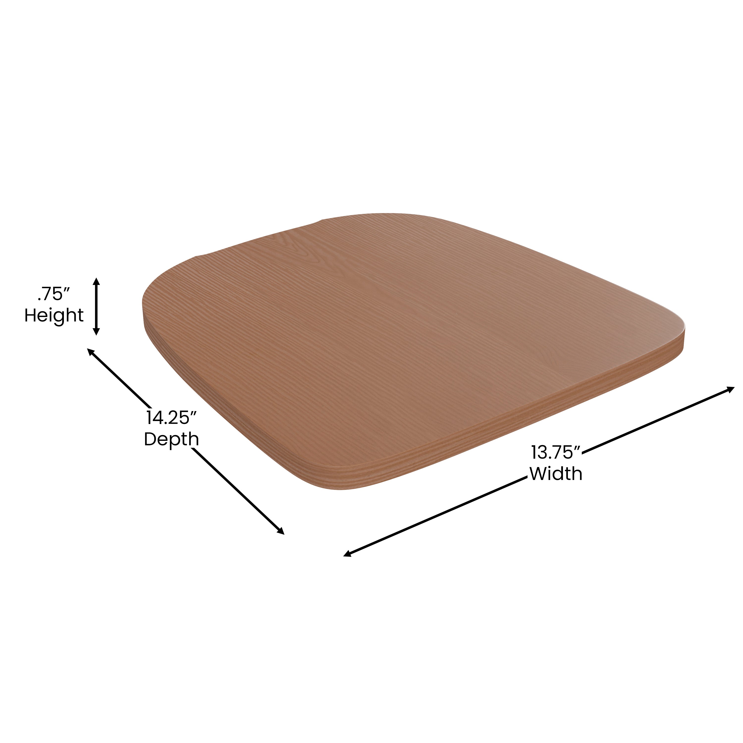 Perry Set of 4 Poly Resin Wood Seat with Rounded Edges for Colorful Metal Chairs and Stools in Teak