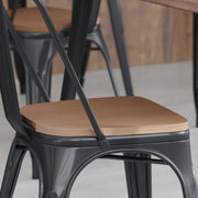 Perry Set of 4 Poly Resin Wood Seat with Rounded Edges for Colorful Metal Chairs and Stools in Teak