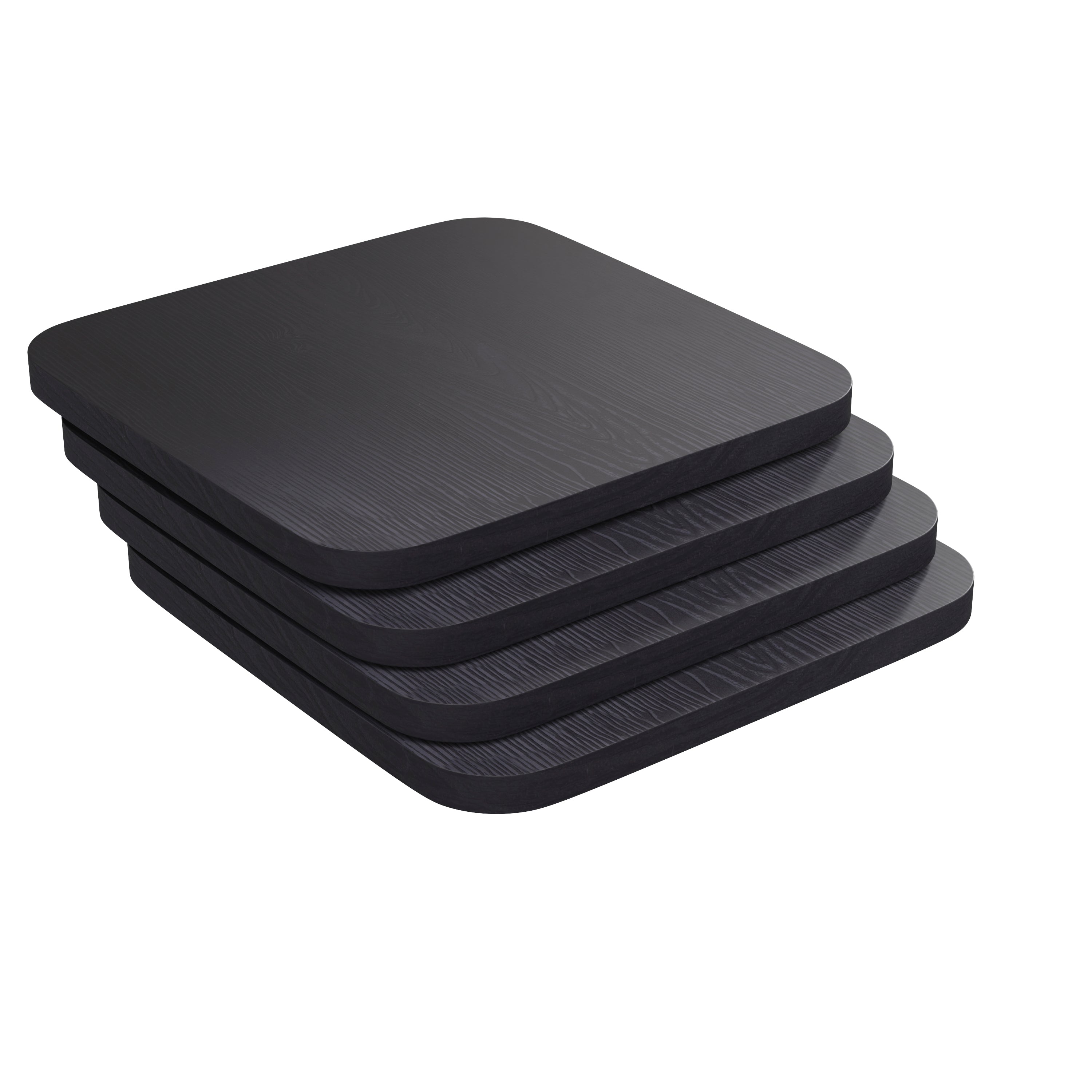 Perry Poly Resin Wood Square Seat with Rounded Edges for Colorful Metal Barstools in Black