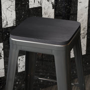 Perry Poly Resin Wood Square Seat with Rounded Edges for Colorful Metal Barstools in Black
