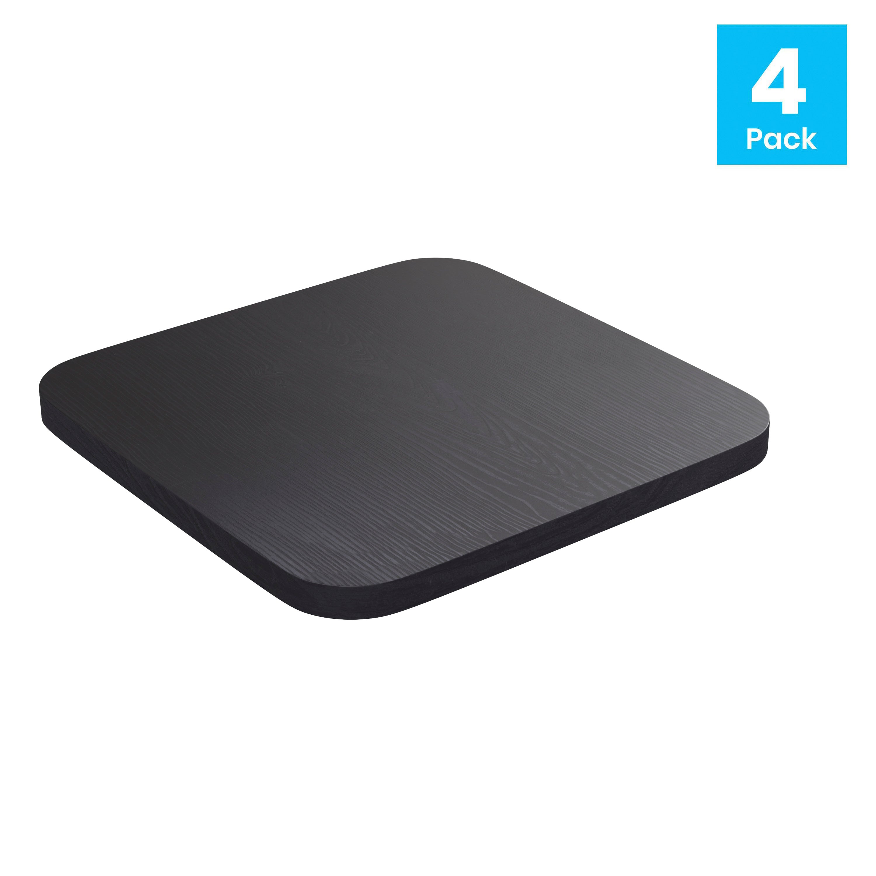 Perry Poly Resin Wood Square Seat with Rounded Edges for Colorful Metal Barstools in Black
