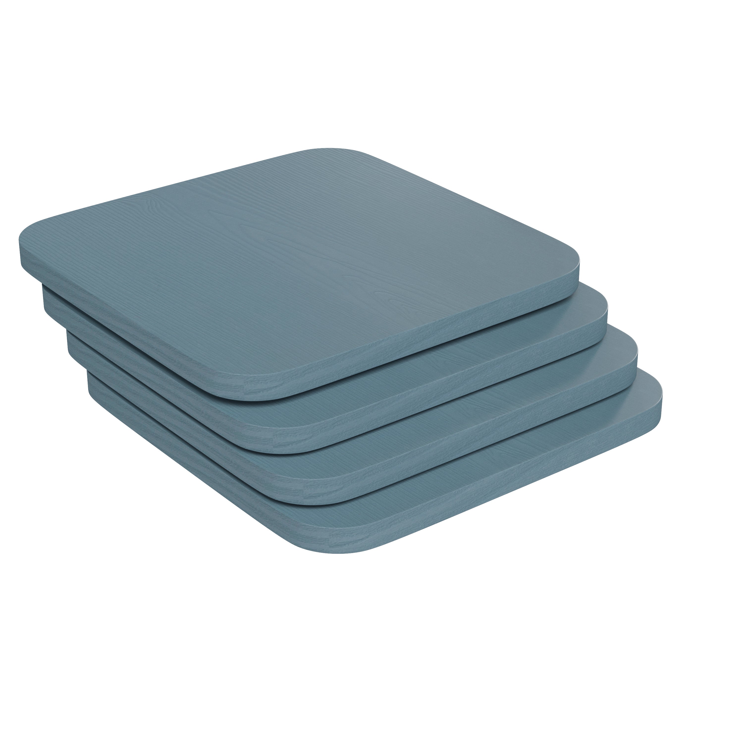 Perry Poly Resin Wood Square Seat with Rounded Edges for Colorful Metal Barstools in Teal-Blue
