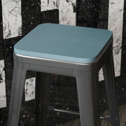 Perry Poly Resin Wood Square Seat with Rounded Edges for Colorful Metal Barstools in Teal-Blue