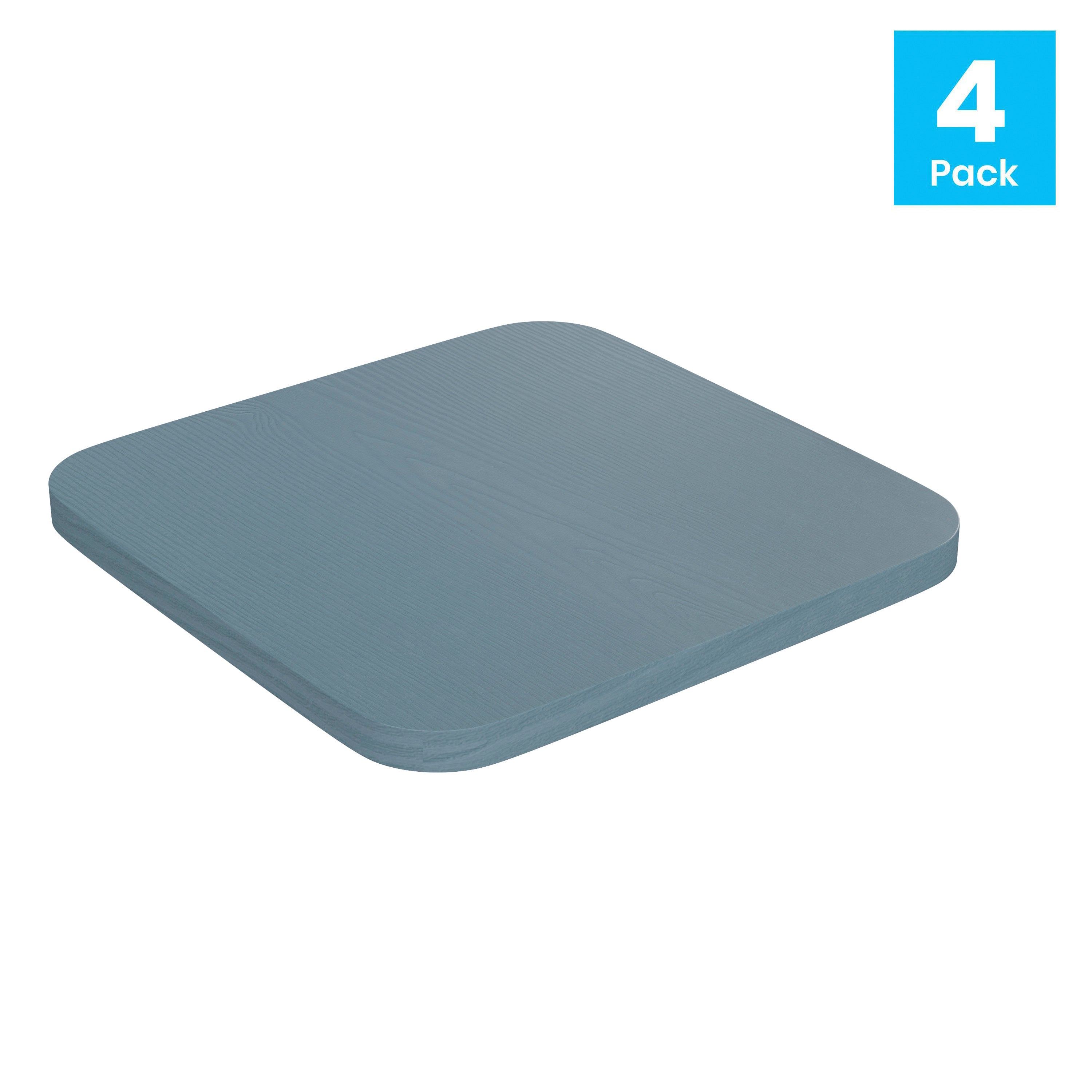 Perry Poly Resin Wood Square Seat with Rounded Edges for Colorful Metal Barstools in Teal-Blue