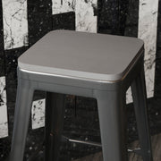 Perry Poly Resin Wood Square Seat with Rounded Edges for Colorful Metal Barstools in Gray