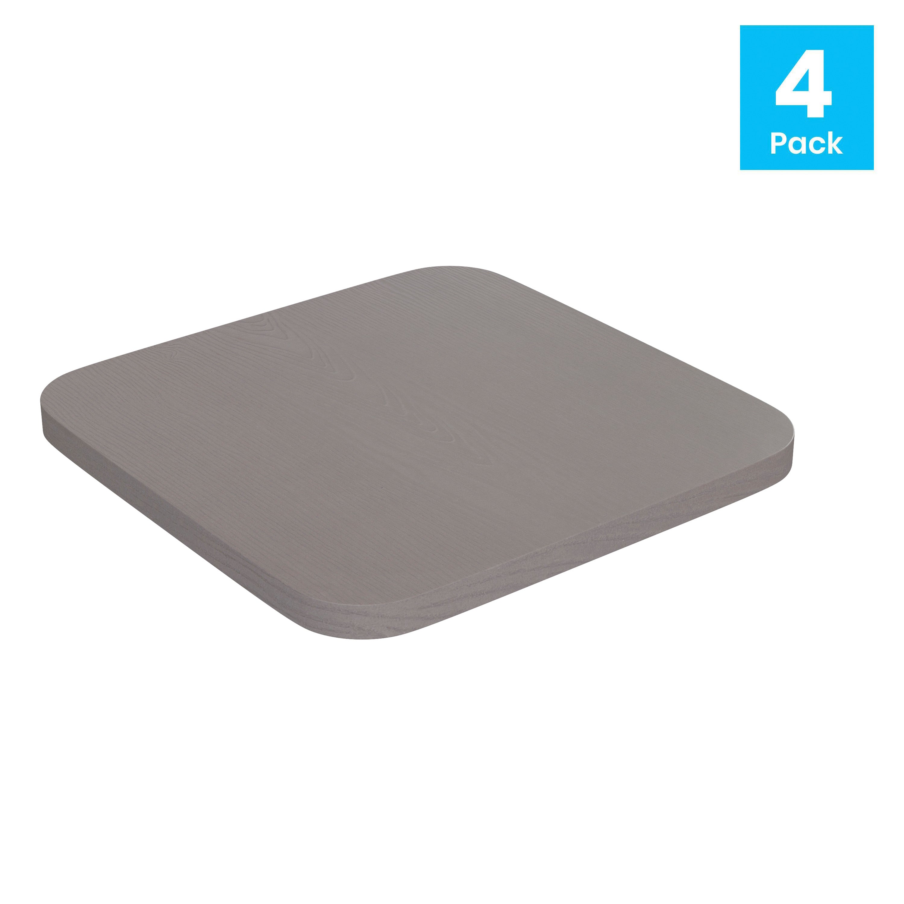 Perry Poly Resin Wood Square Seat with Rounded Edges for Colorful Metal Barstools in Gray
