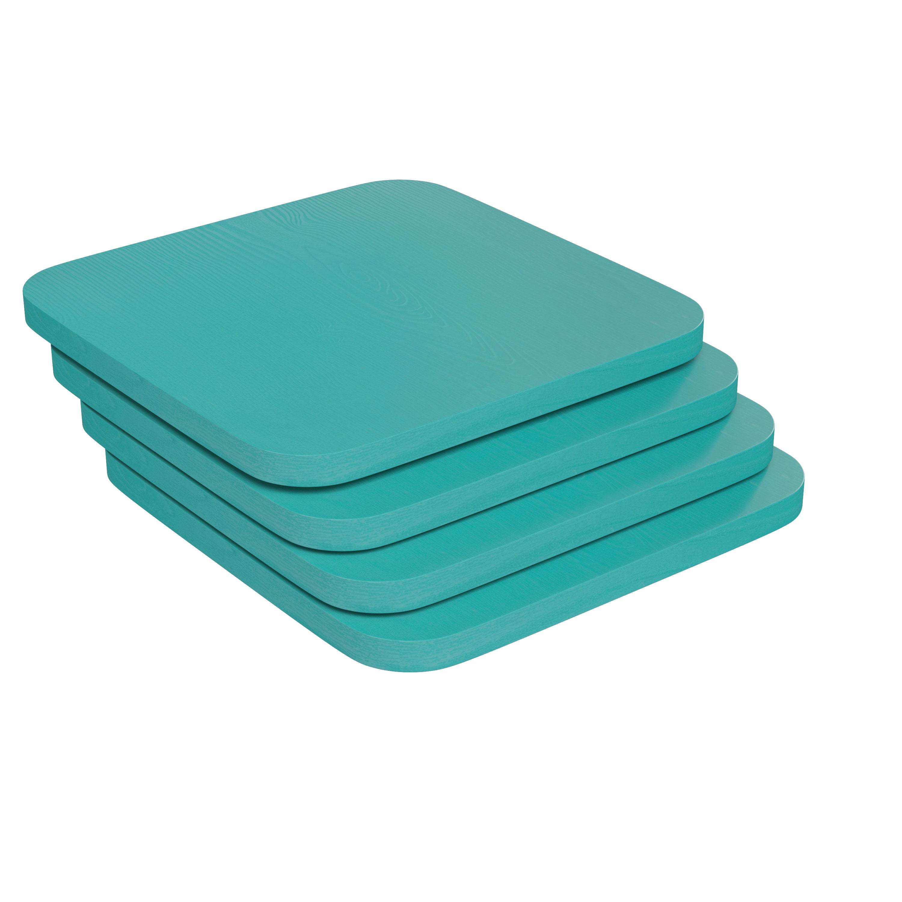 Perry Poly Resin Wood Square Seat with Rounded Edges for Colorful Metal Barstools in Mint