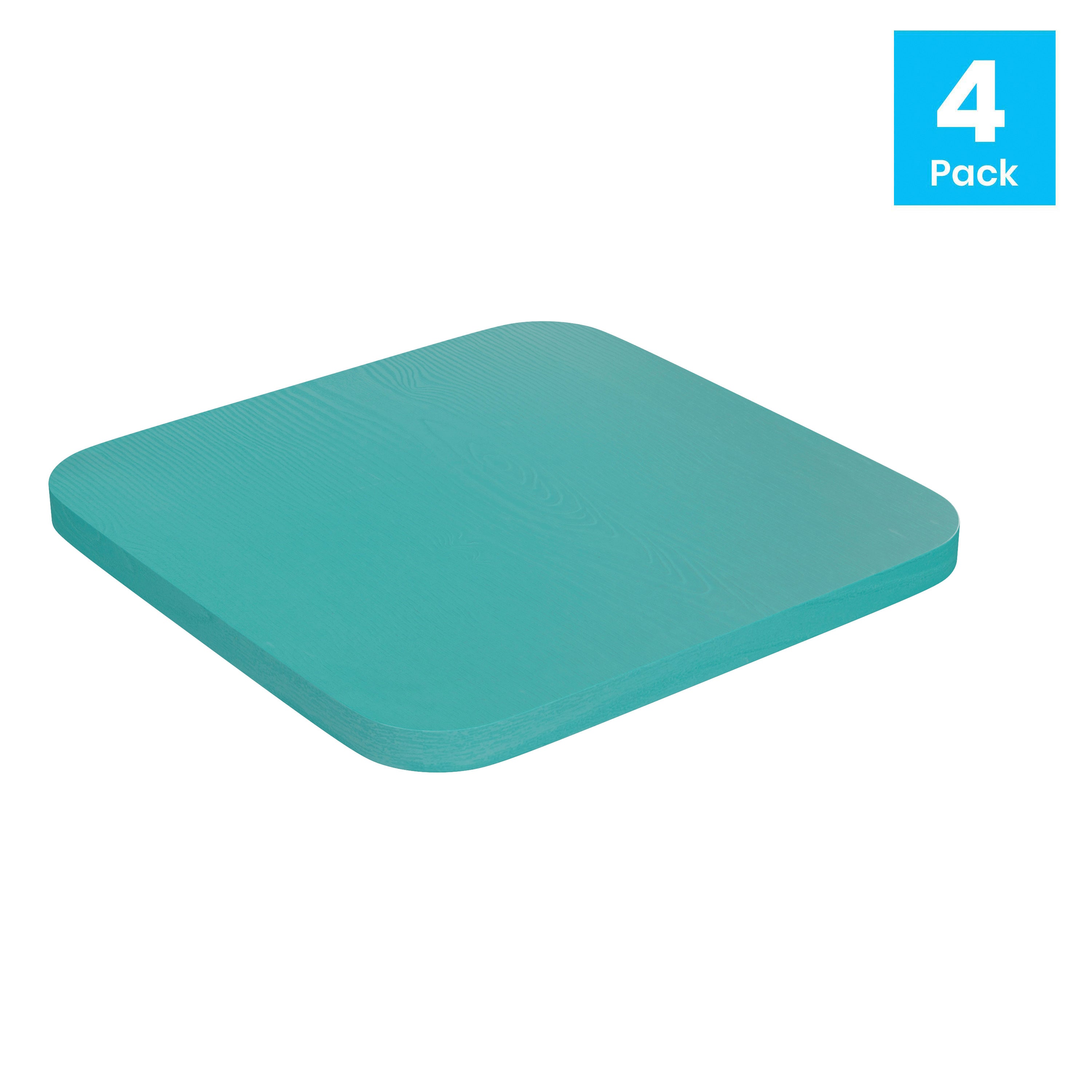 Perry Poly Resin Wood Square Seat with Rounded Edges for Colorful Metal Barstools in Mint