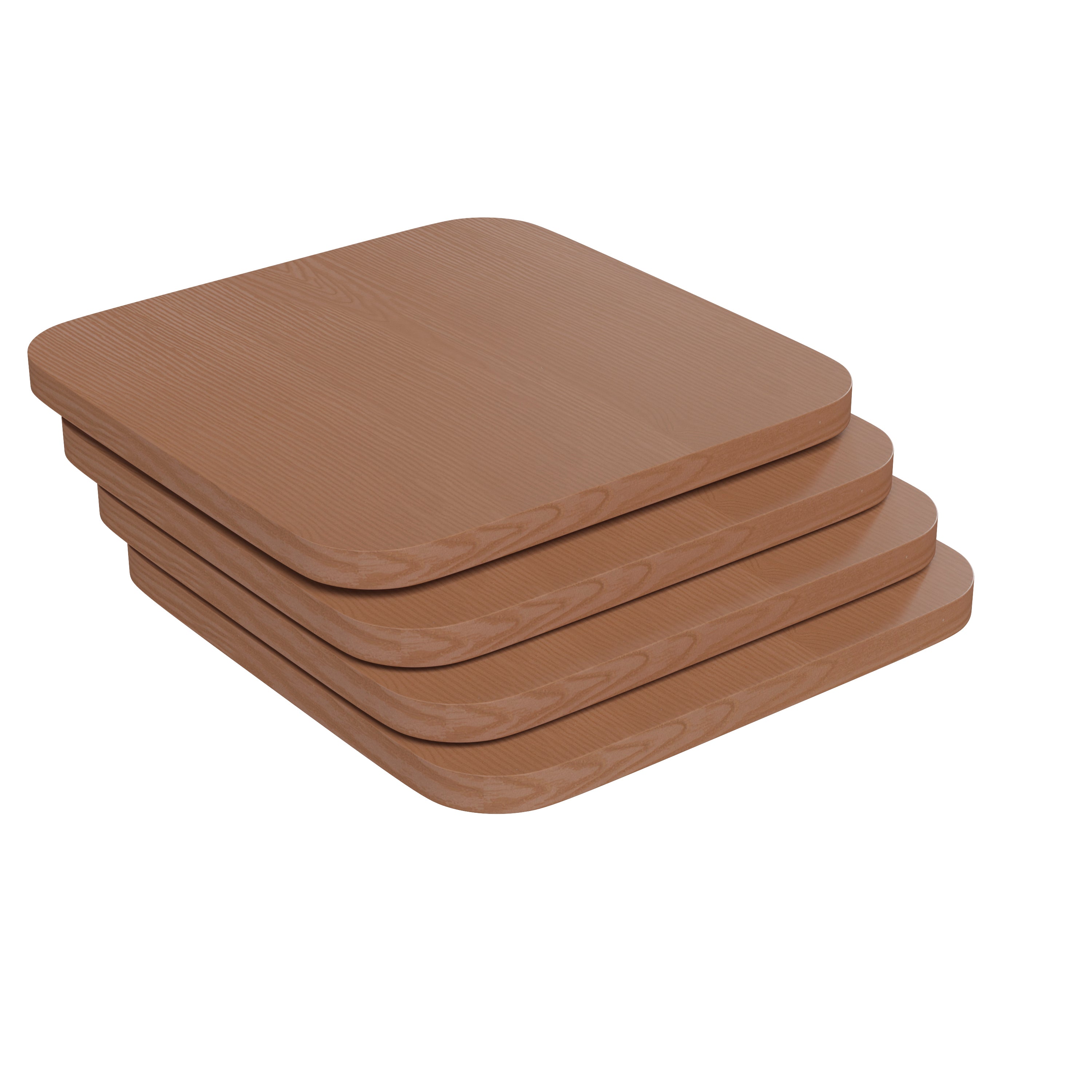 Perry Poly Resin Wood Square Seat with Rounded Edges for Colorful Metal Barstools in Teak