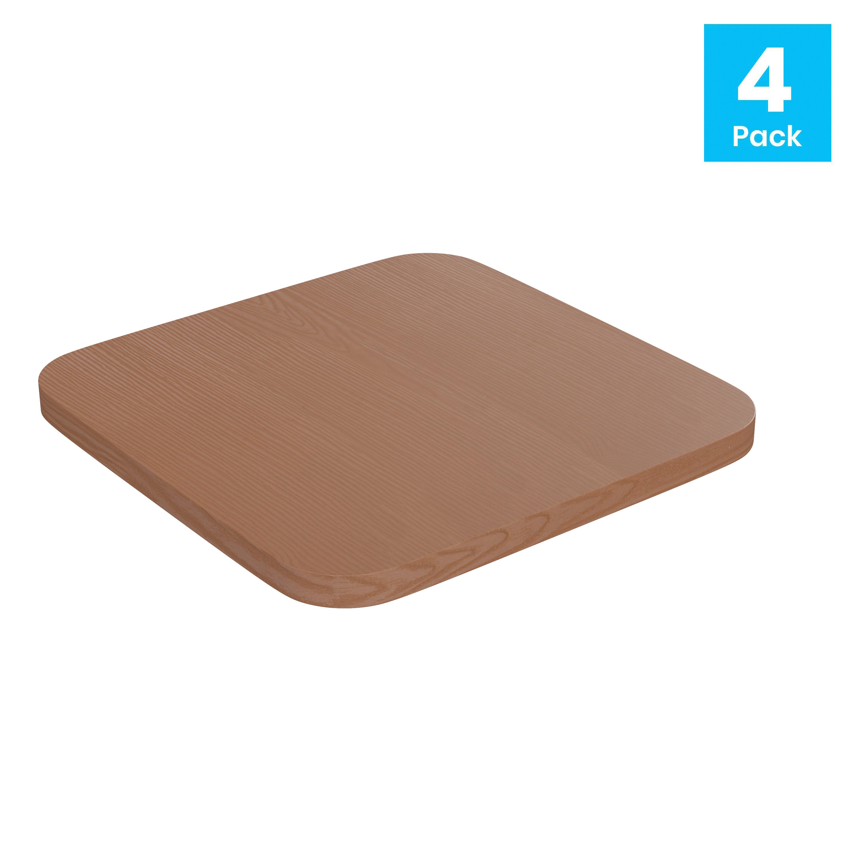 Perry Poly Resin Wood Square Seat with Rounded Edges for Colorful Metal Barstools in Teak