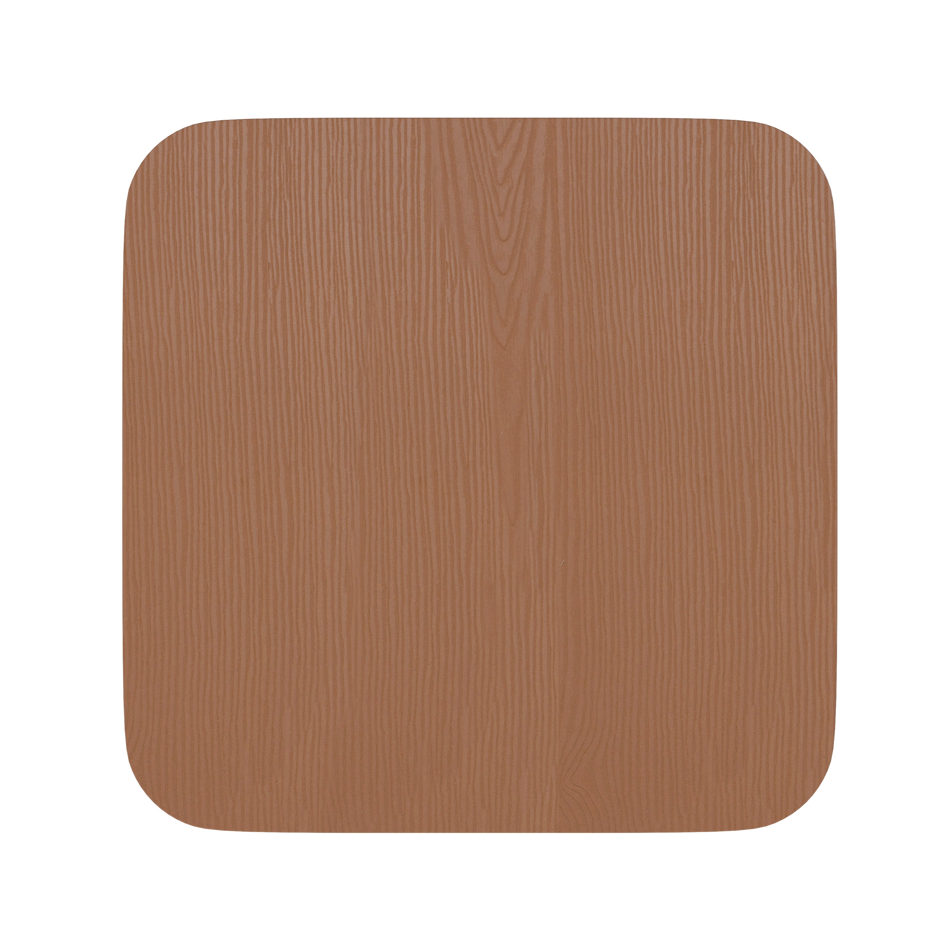 Perry Poly Resin Wood Square Seat with Rounded Edges for Colorful Metal Barstools in Teak