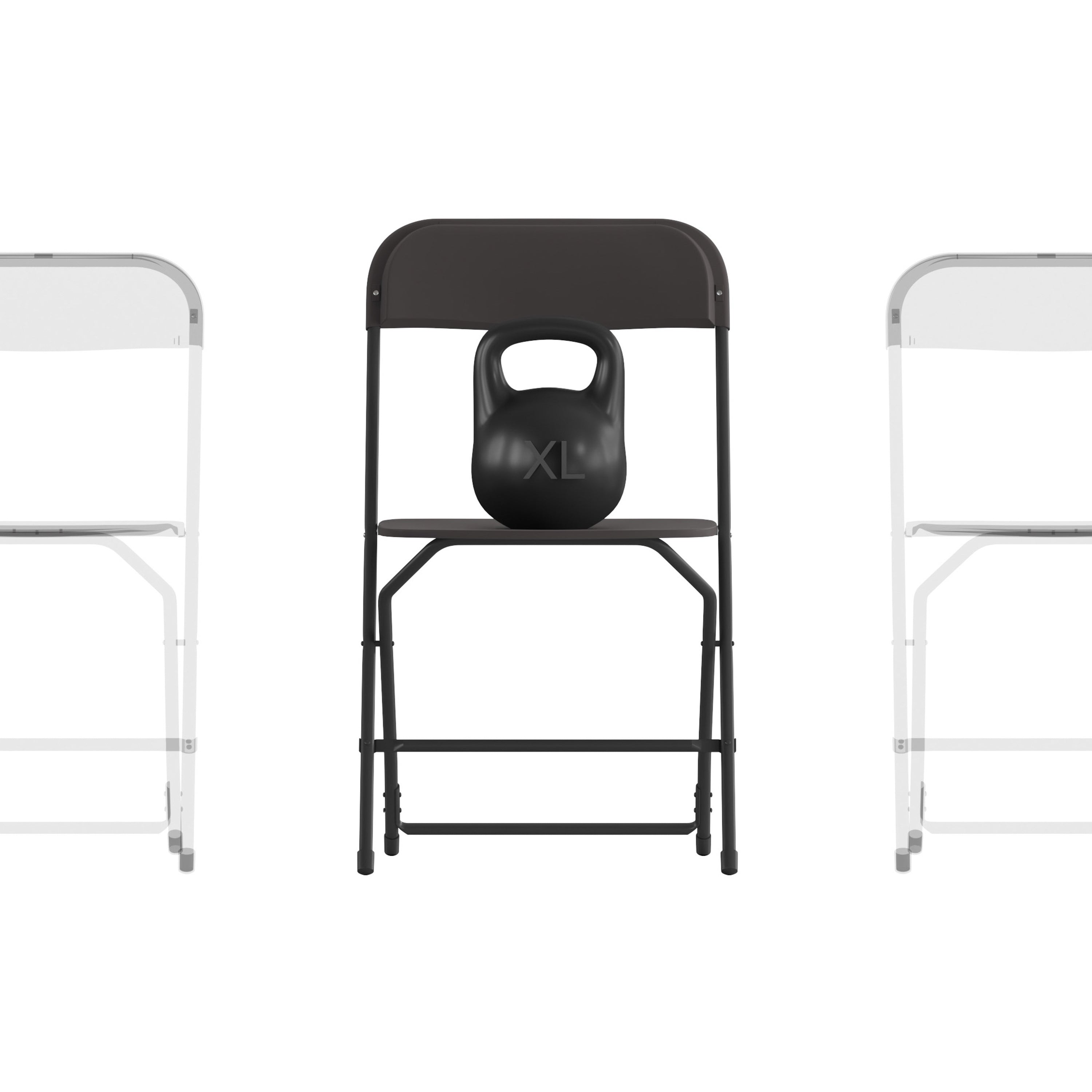 Hercules Big and Tall Commercial Folding Chair - Extra Wide 650LB. Capacity - Durable Plastic - Black, 4-Pack